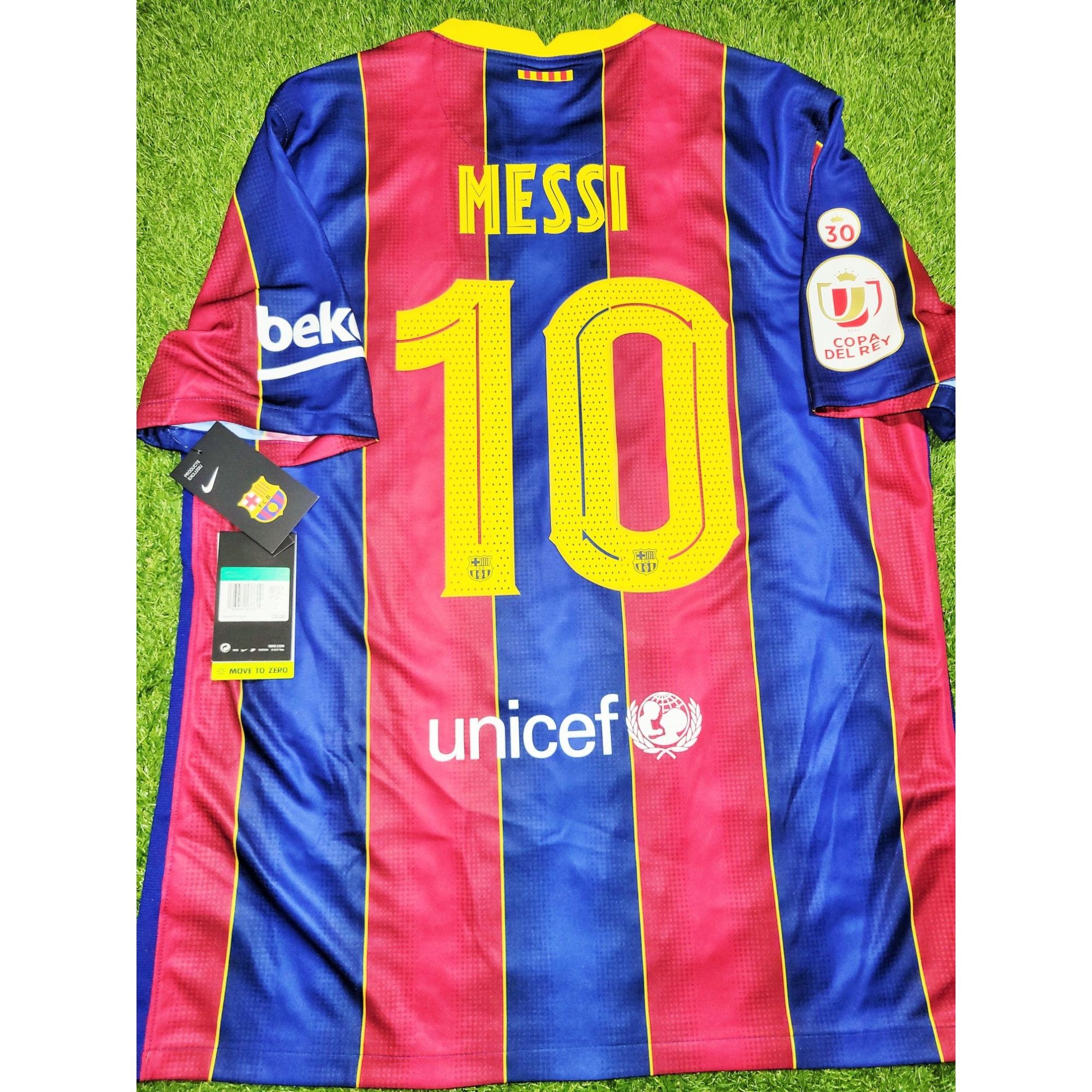 Image of Nike Messi Barcelona 2020 2021Last Season Soccer Jersey XL in Red, Men's