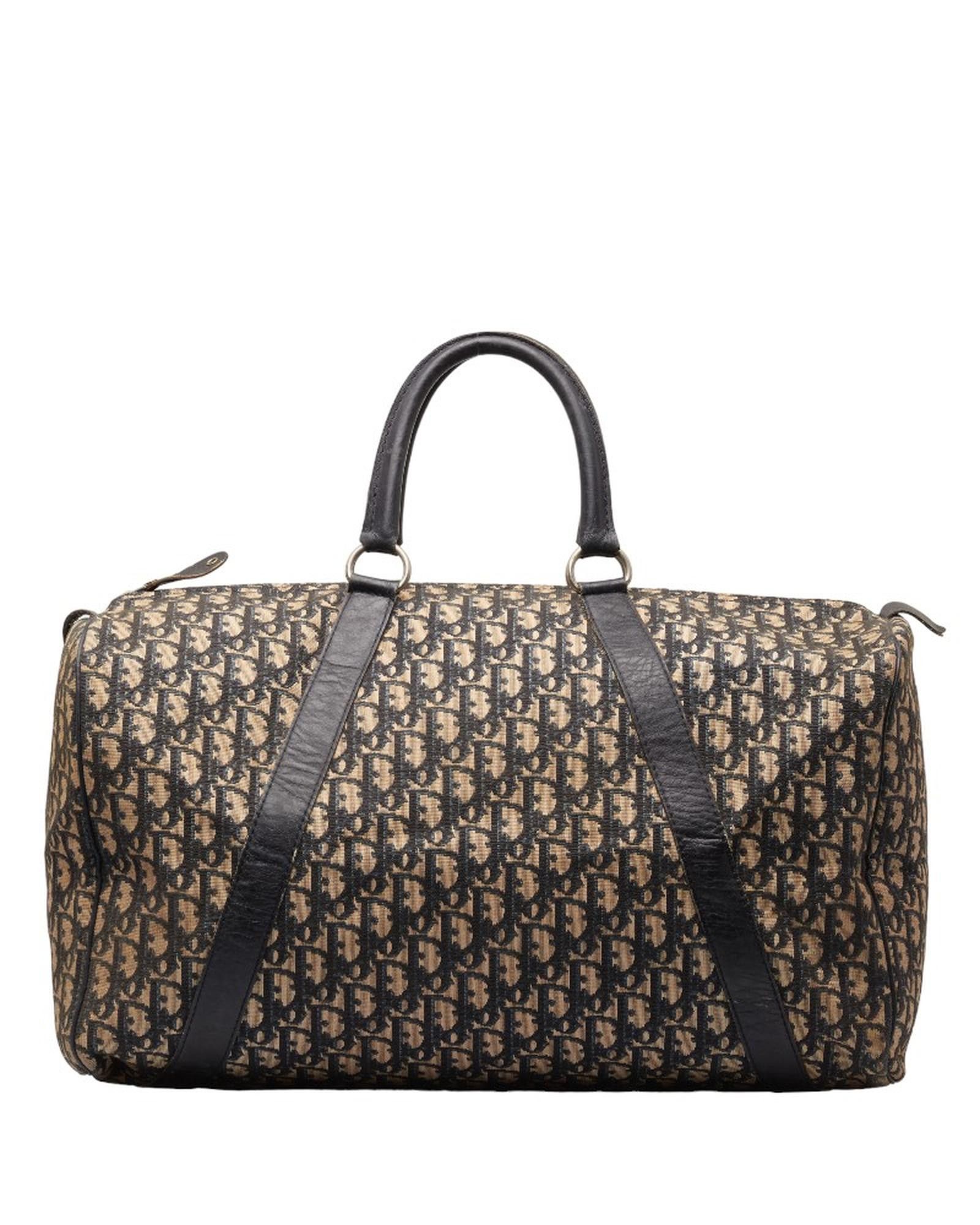 image of Dior Oblique Canvas Boston Bag In Ab Condition in Brown, Women's