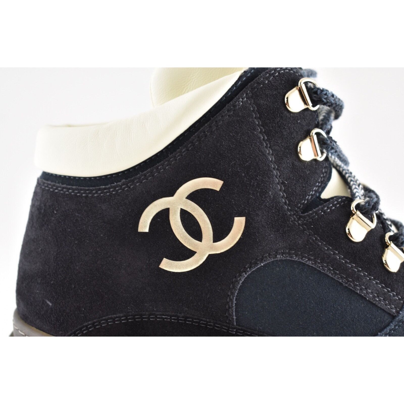Chanel Chanel 23C Blue Black CC Combat Lace Up Tie Ankle Short Size US 12 / IT 42 - 3 Thumbnail