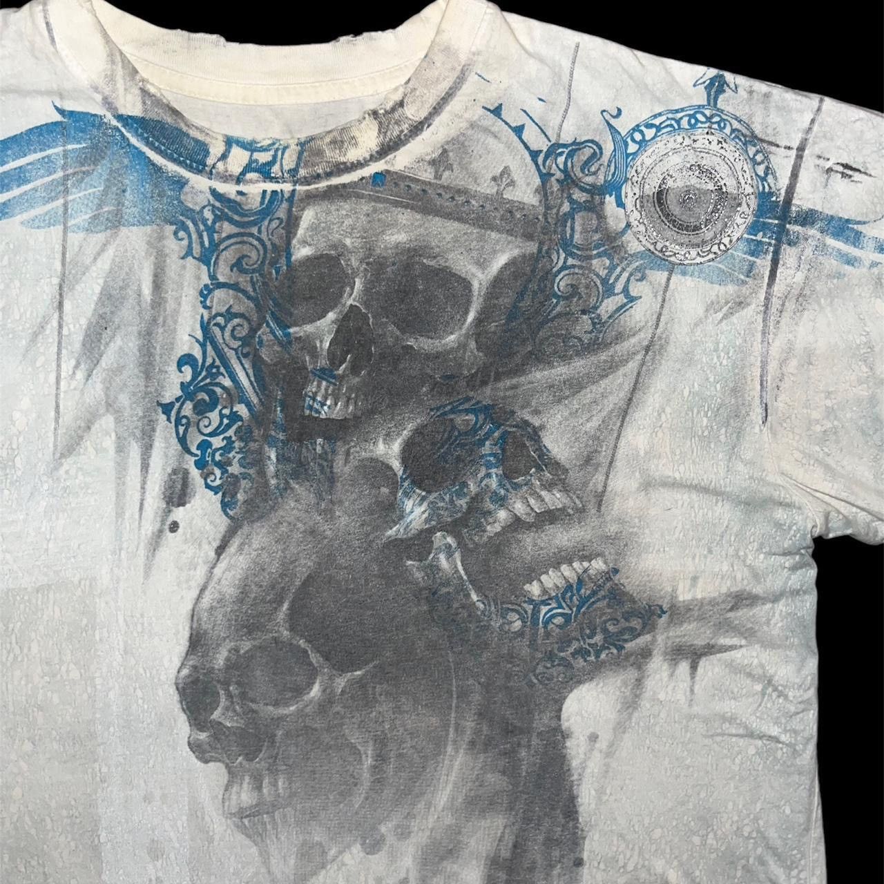 Affliction × Vintage Vintage Y2K 2000s Affliction Cyber Goth Skull Distressed Tee Size US XL / EU 56 / 4 - 6 Thumbnail