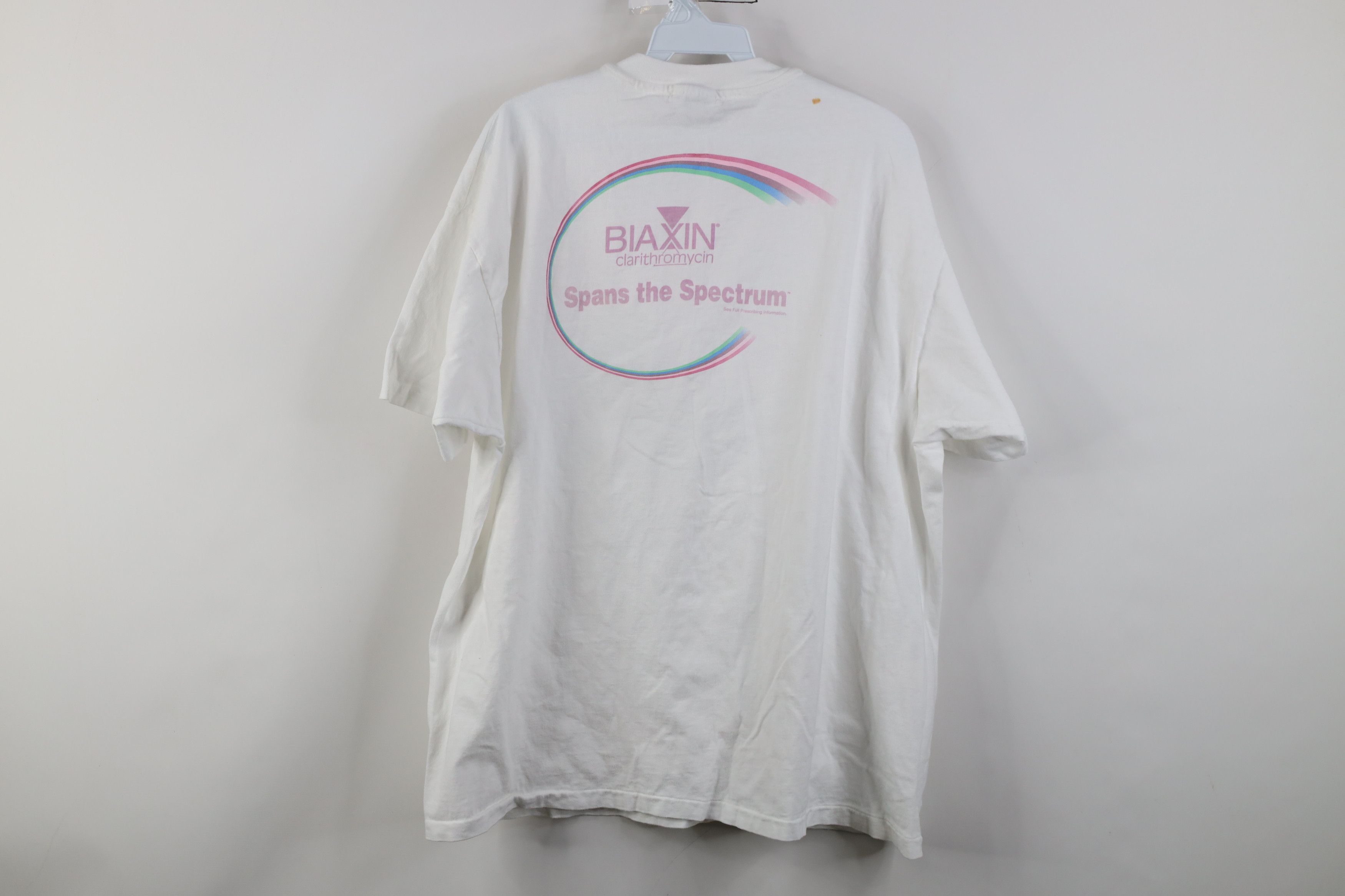 Vintage Vintage 90s Clarithromycin Short Sleeve T-Shirt White USA Size US XL / EU 56 / 4 - 11 Thumbnail