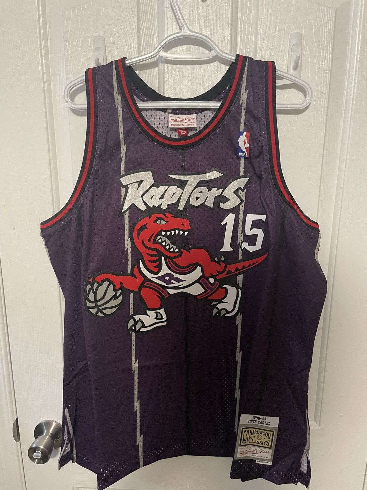 image of Mitchell Ness x NBA Vince Carter Toronto Raptors 1998-99 Hardwood Classic Jersey in Purple (Size XL