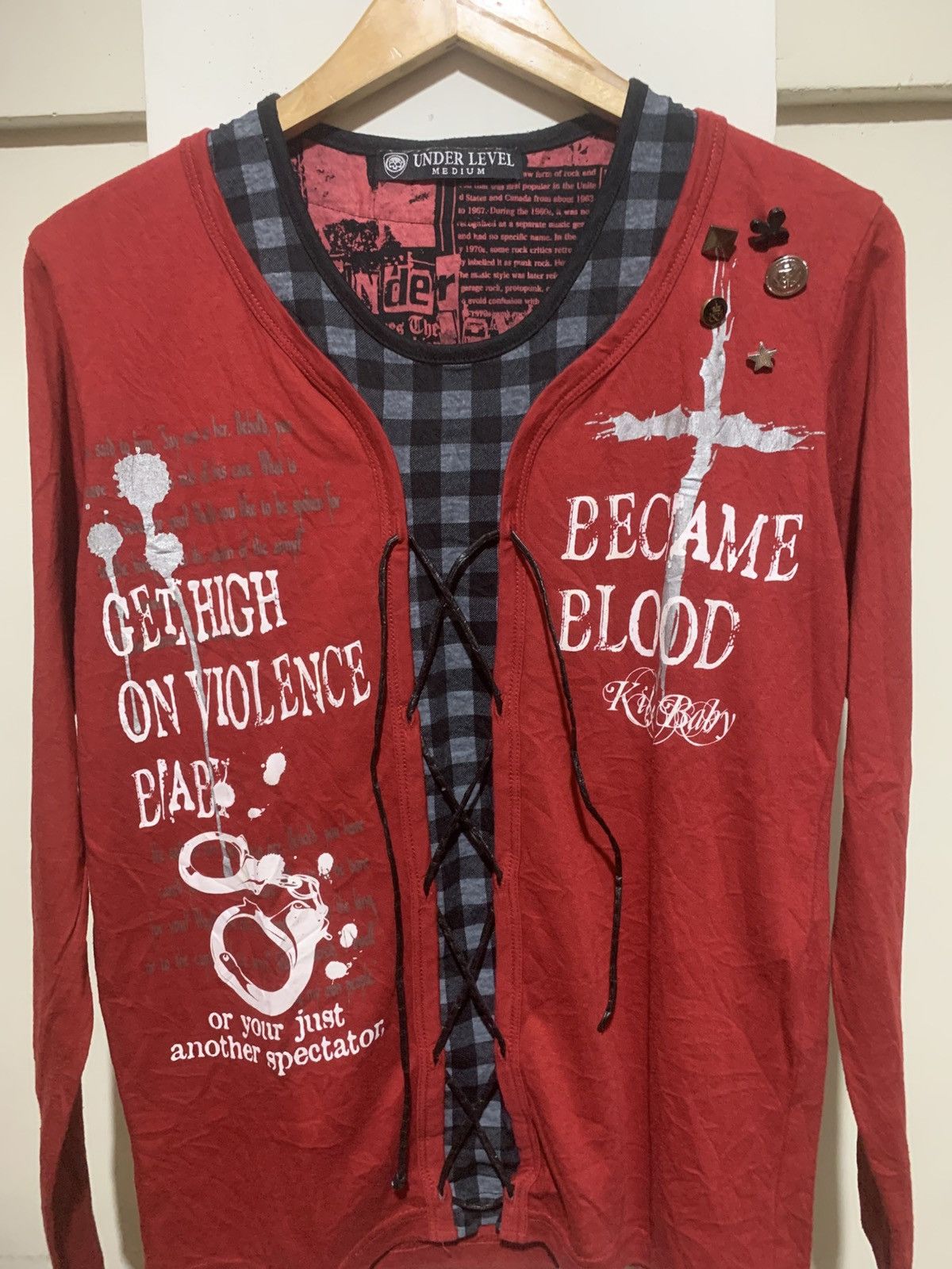Japanese Brand Y2K Under Level Laced Double Layer Longsleeve Gothic Punk Size US M / EU 48-50 / 2 - 5 Thumbnail