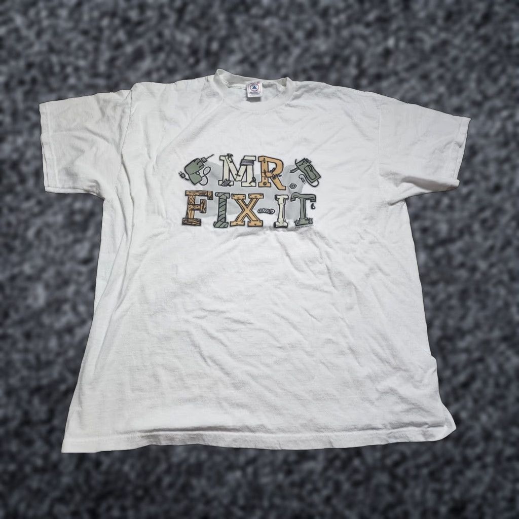 Delta VINTAGE Delta Mr Fix It Tools Dad Grandpa T Shirt Men 2XL White Crew Neck Short Sleeve Size US XXL / EU 58 / 5 - 1 Thumbnail