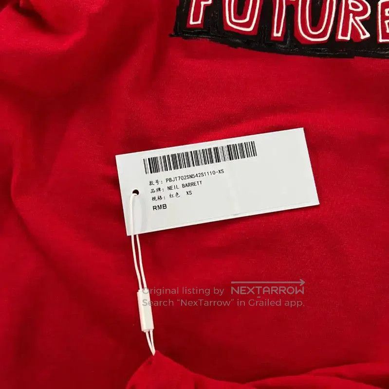 NeIL BarreTT Red Cotton T-Shirt for Men .