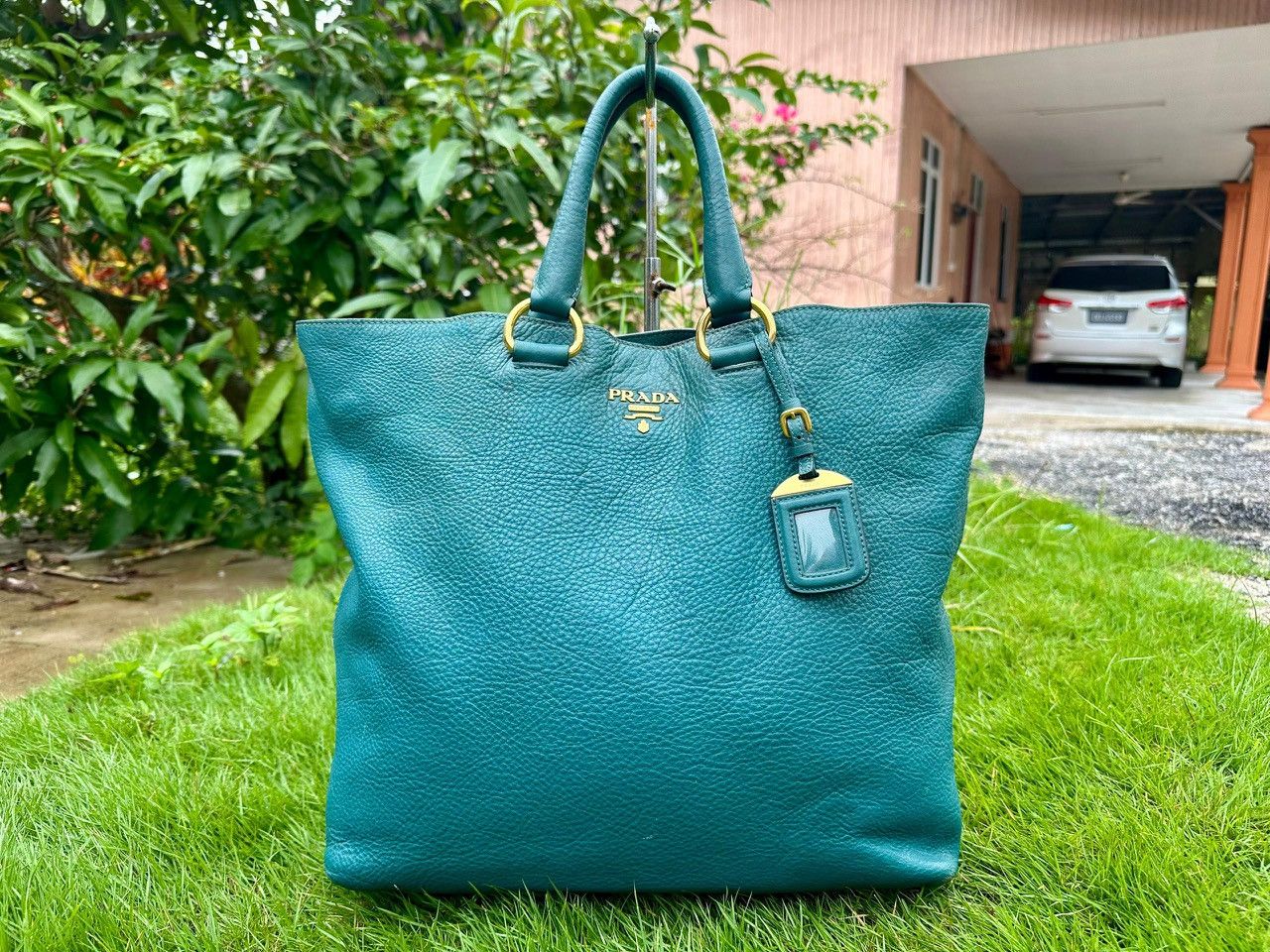 Prada Authentic Prada Vitello Daino Turchese Shopping Tote Bag Size ONE SIZE - 1 Thumbnail