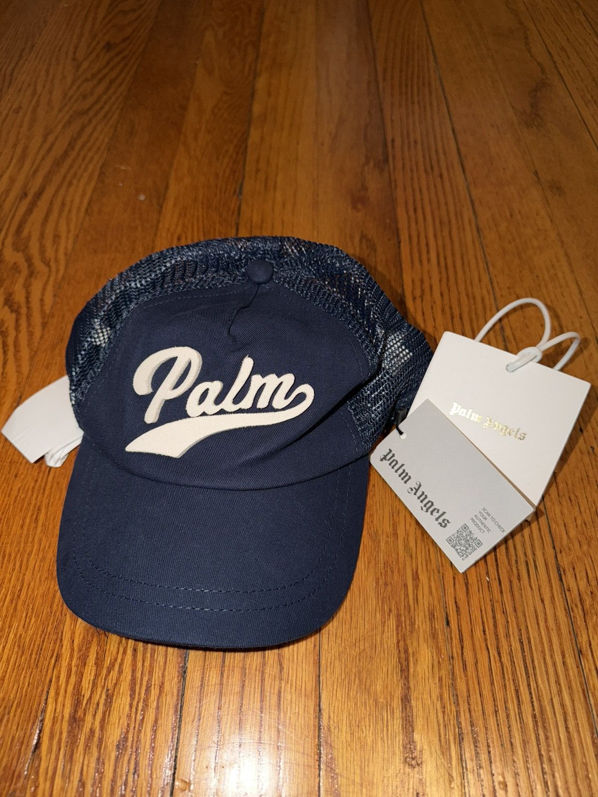 Palm Angels Palm Angels Logo Mesh Cap Navy White Size ONE SIZE - 1 Thumbnail