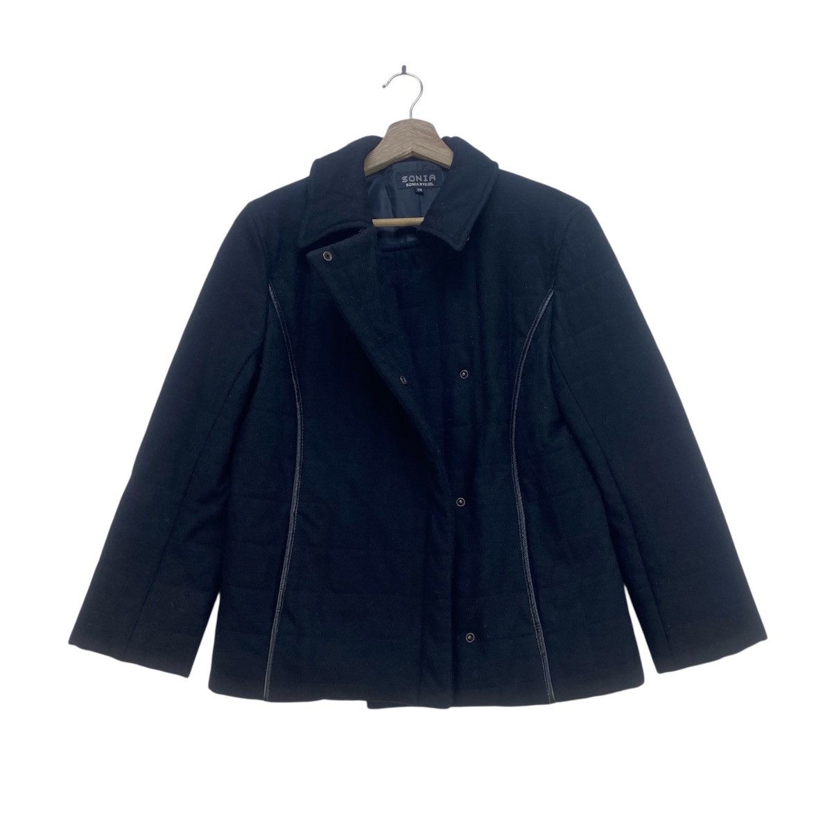 Designer × Sonia Rykiel Sonia Rykiel Leather Trimmed Wool Jacket Coat Size XS / US 0-2 / IT 36-38 - 4 Thumbnail