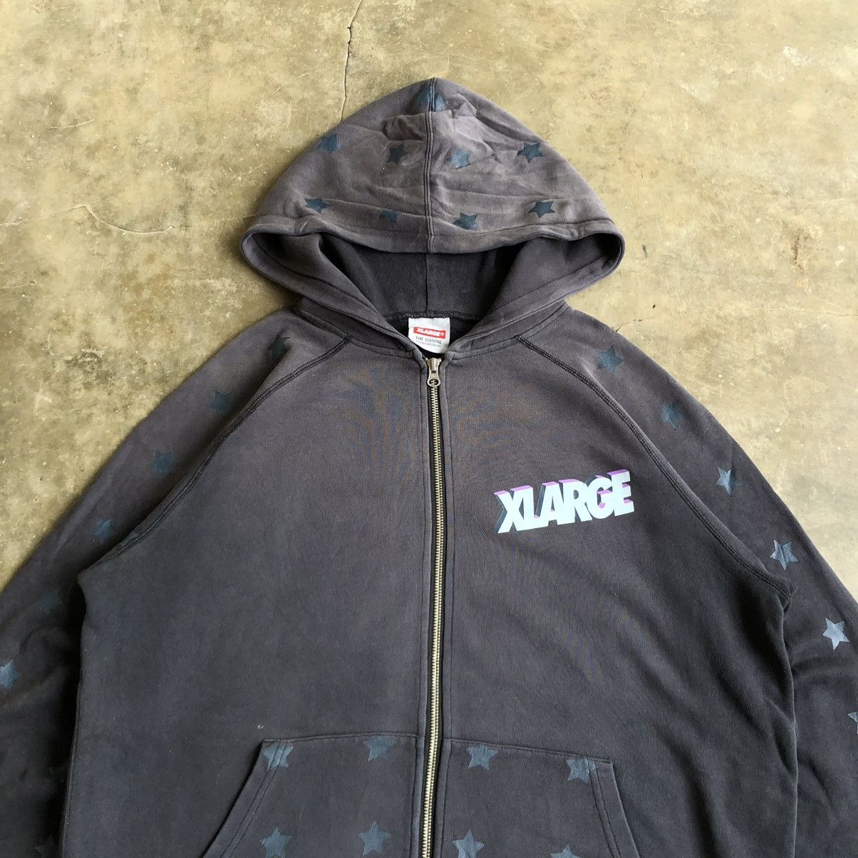 Japanese Brand Vintage Trashed Xlarge Stars Logo Ziphoodie Y2k Black Size US XL / EU 56 / 4 - 2 Thumbnail