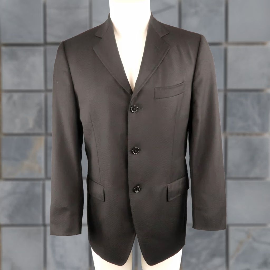 Dolce & Gabbana DOLCE & GABBANA Sport Coat Diagonal Stripe Wool Notch Lapel Black 38 Men Adult Short Jacket Coat Size US XXS / EU 40 - 1 Thumbnail