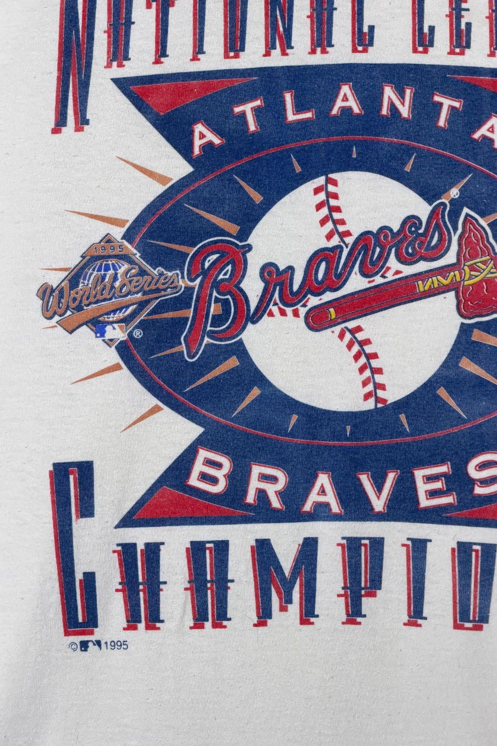 Fruit Of The Loom 1995 Atlanta Braves National League Champions Tee MLB Size US L / EU 52-54 / 3 - 6 Thumbnail