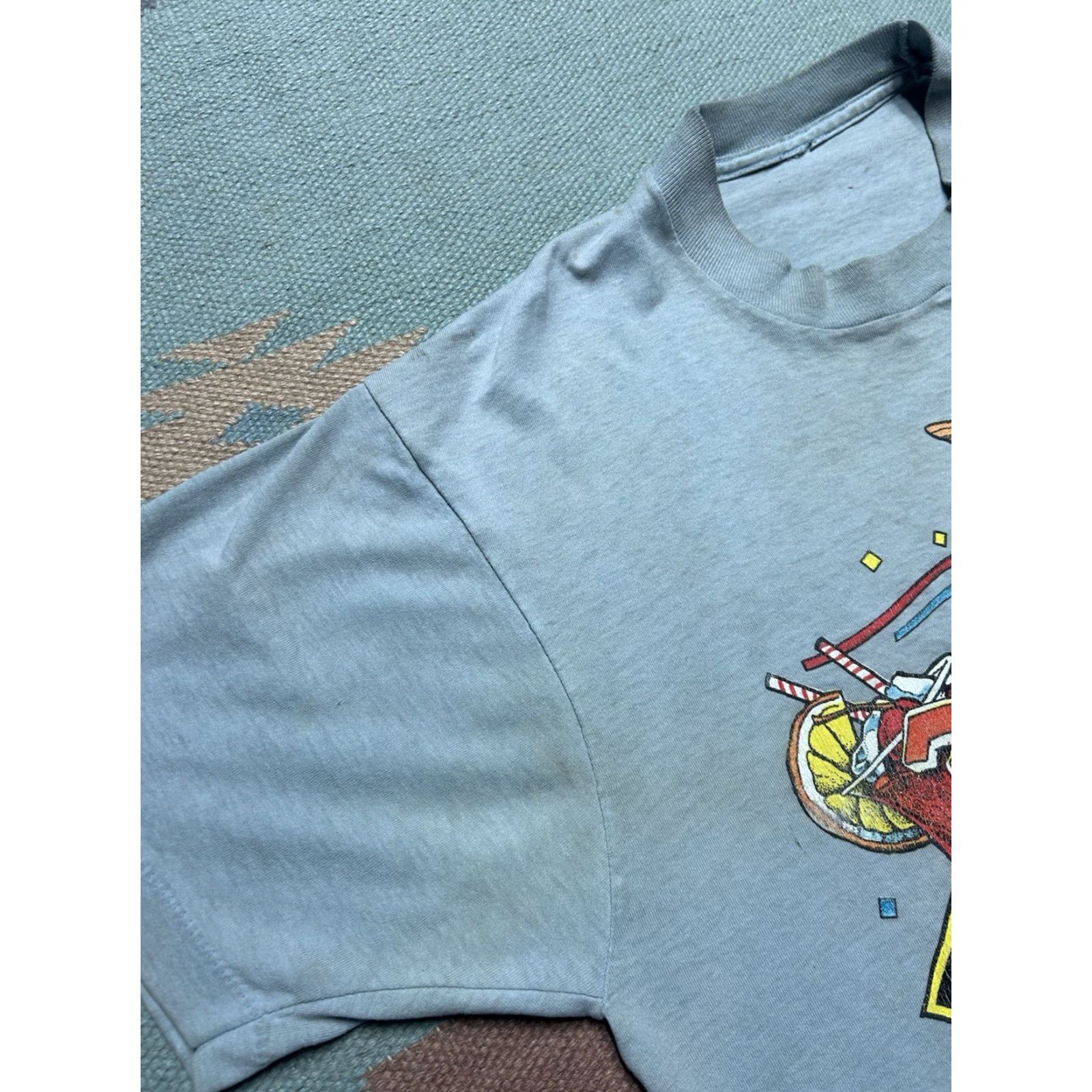 Vintage VINTAGE 80s Party T-Shirt Mississippi Jazz Distressed Blue Large Men Size US L / EU 52-54 / 3 - 7 Thumbnail