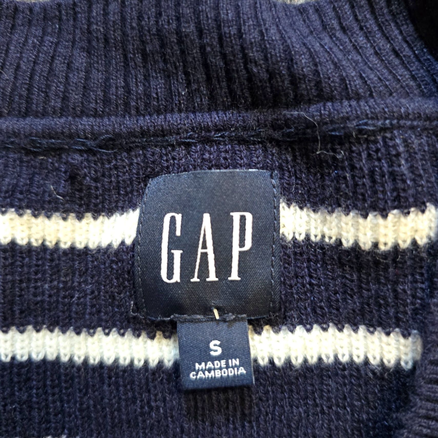 Gap VINTAGE? Gap Sweater Womens Small Blue White Striped Wool Blend Nautical Preppy Size S / US 4 / IT 40 - 3 Thumbnail