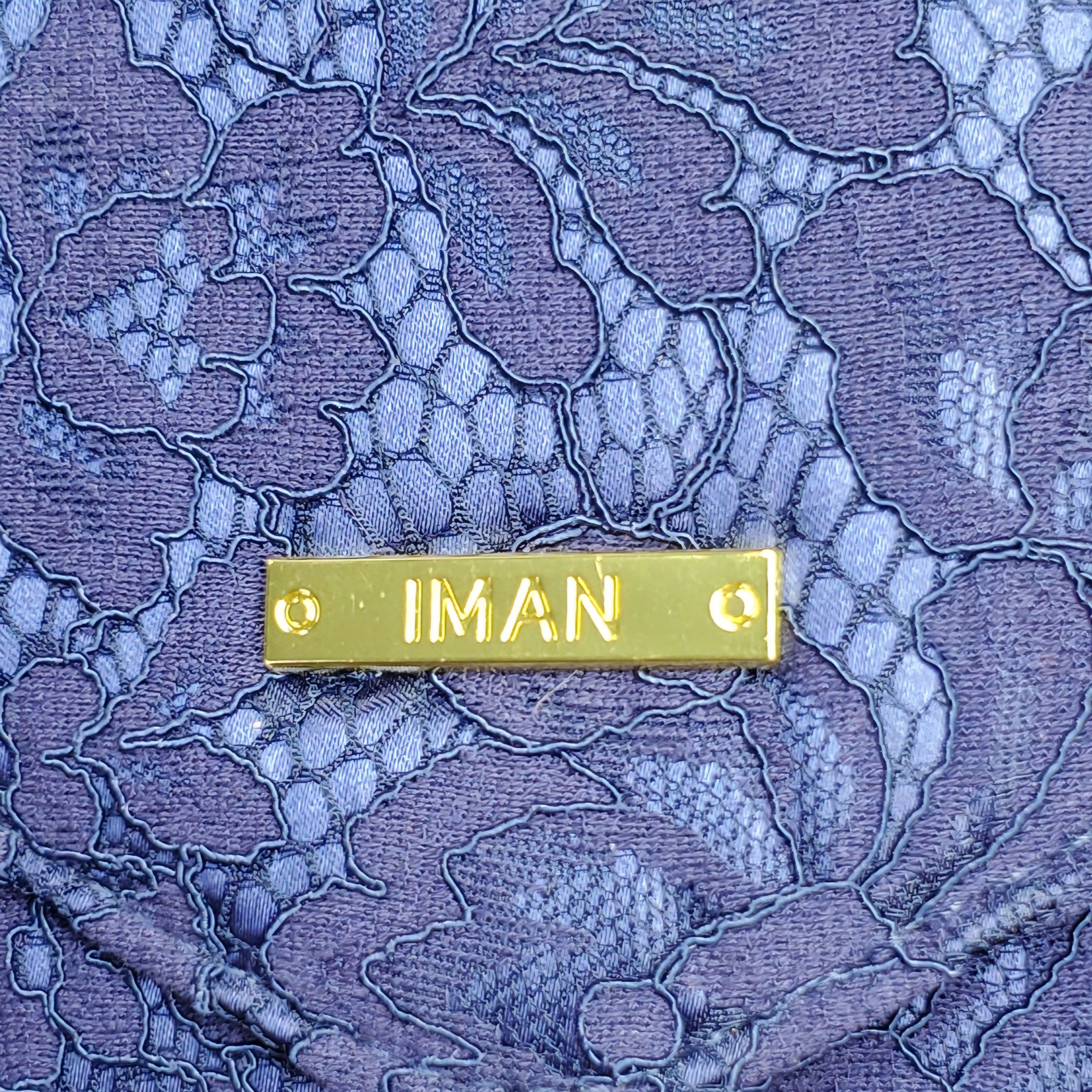 Other Iman 9x6" Clutch Bag Envelope Navy Blue Satin Lace Floral Size ONE SIZE - 9 Thumbnail