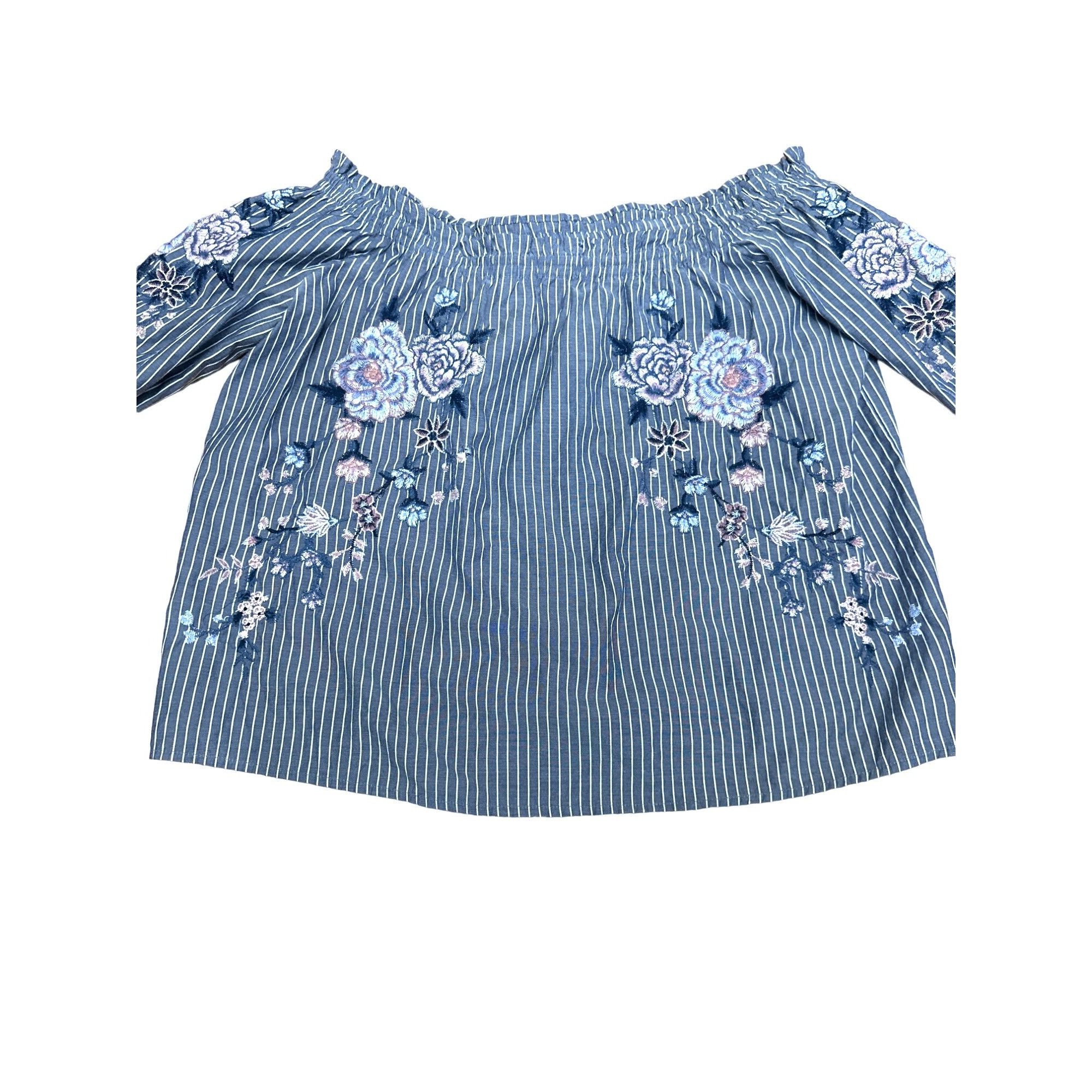 American Eagle Outfitters American Eagle Outfitters Off Shoulder Boho Embroidered Blue Size S / US 4 / IT 40 - 14 Thumbnail
