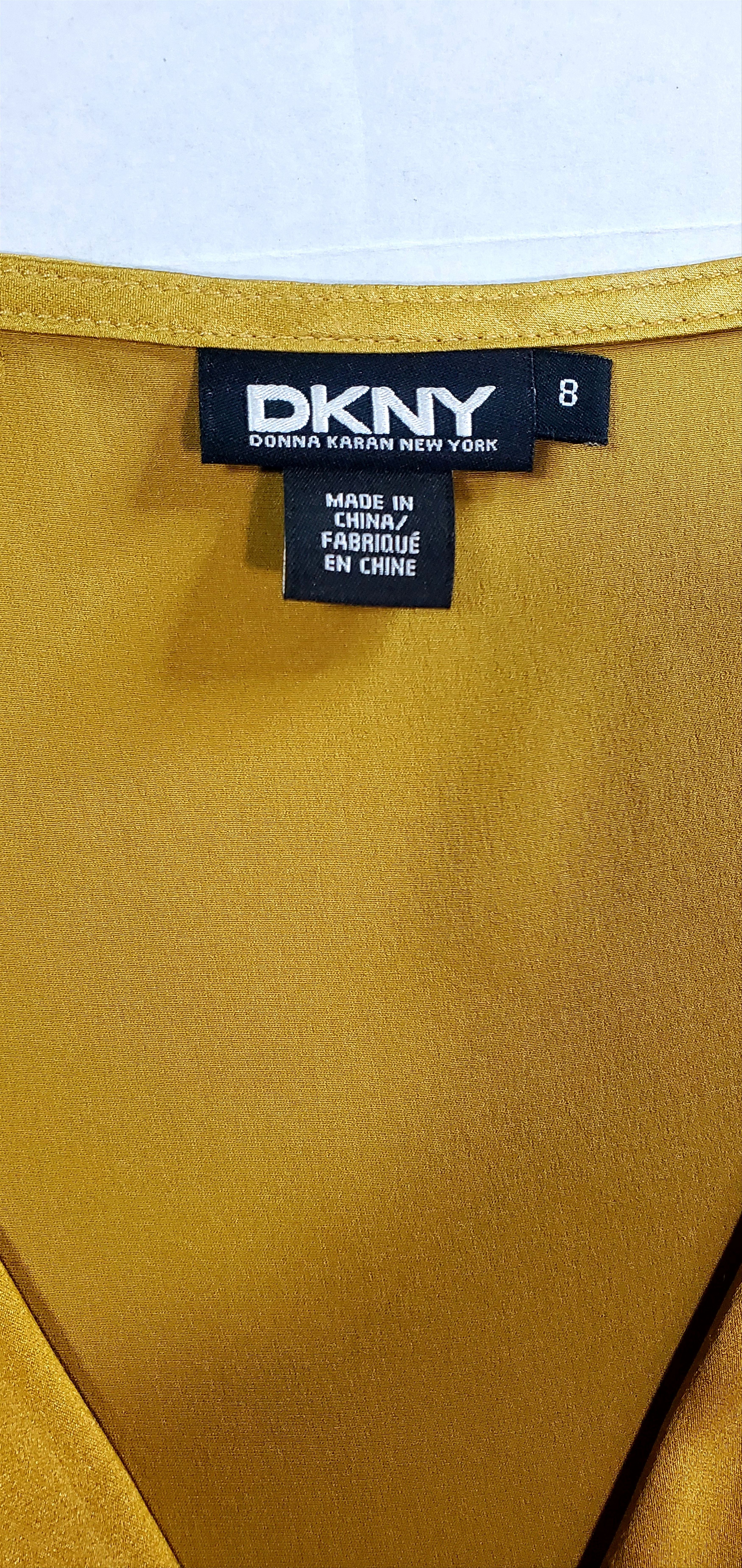 DKNY DKNY Women's Gold DKNY Gold Midi VNeck Side Zip Pleated Size M / US 6-8 / IT 42-44 - 6 Thumbnail