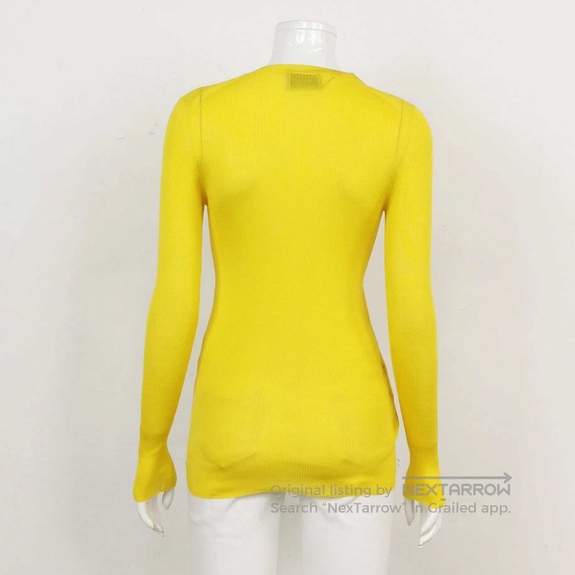 Other Prada Yellow Knit Ribbed Logo Long Sleeve Sweater . Size M / US 6-8 / IT 42-44 - 2 Thumbnail
