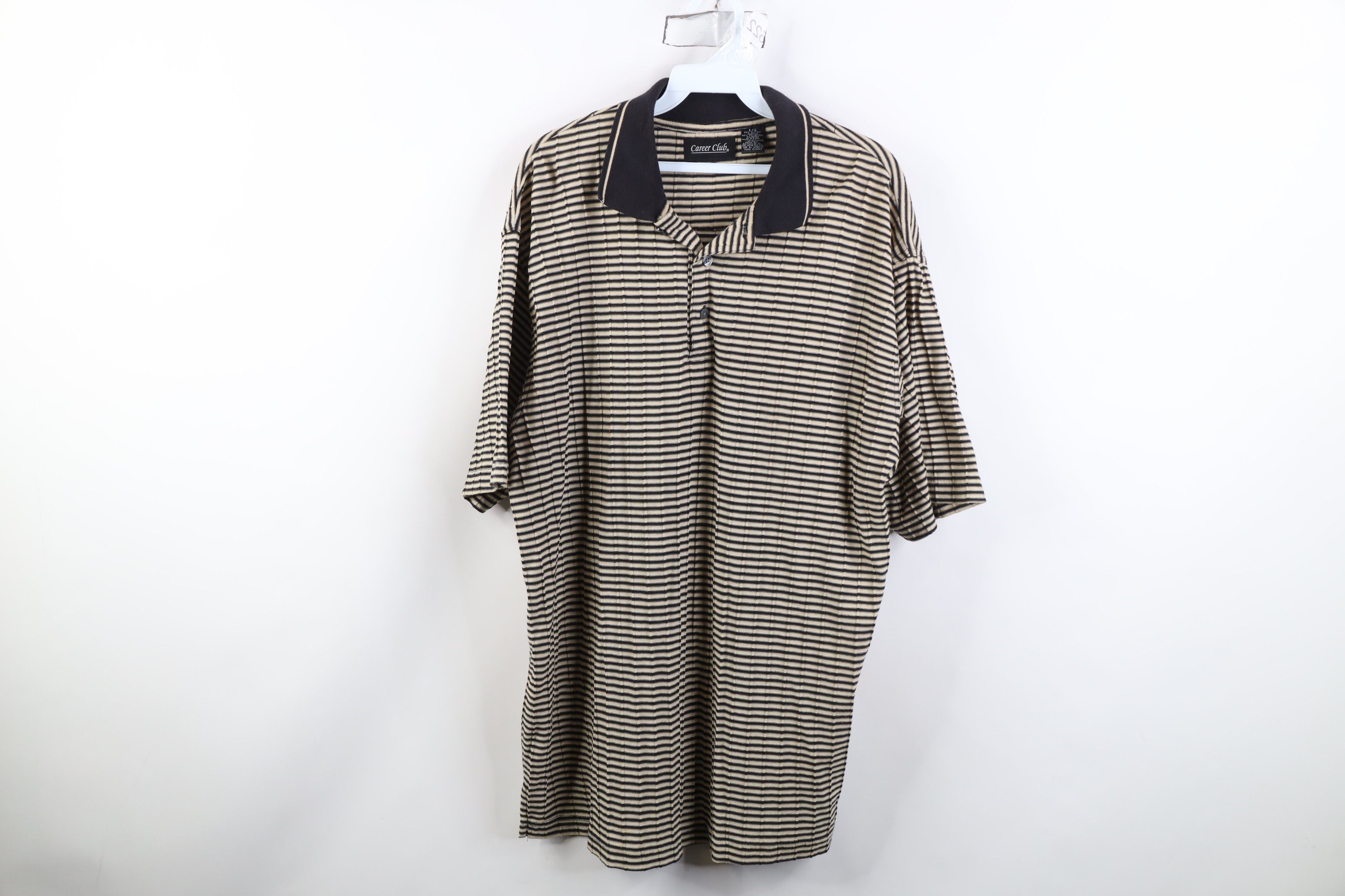 Vintage Vintage 90s Streetwear Striped Ribbed Knit Golf Polo Shirt Size US L / EU 52-54 / 3 - 1 Thumbnail