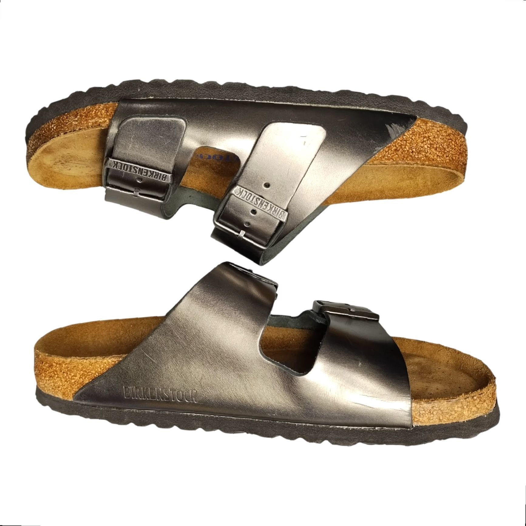 Birkenstock Birkenstock Arizona Slide Sandals Womens US 7 Brown & Black Buckle Slip On Size: Womens Size 7 - Birkenstock Arizona Slide Sandals Size US 7 / IT 37 - 2 Thumbnail