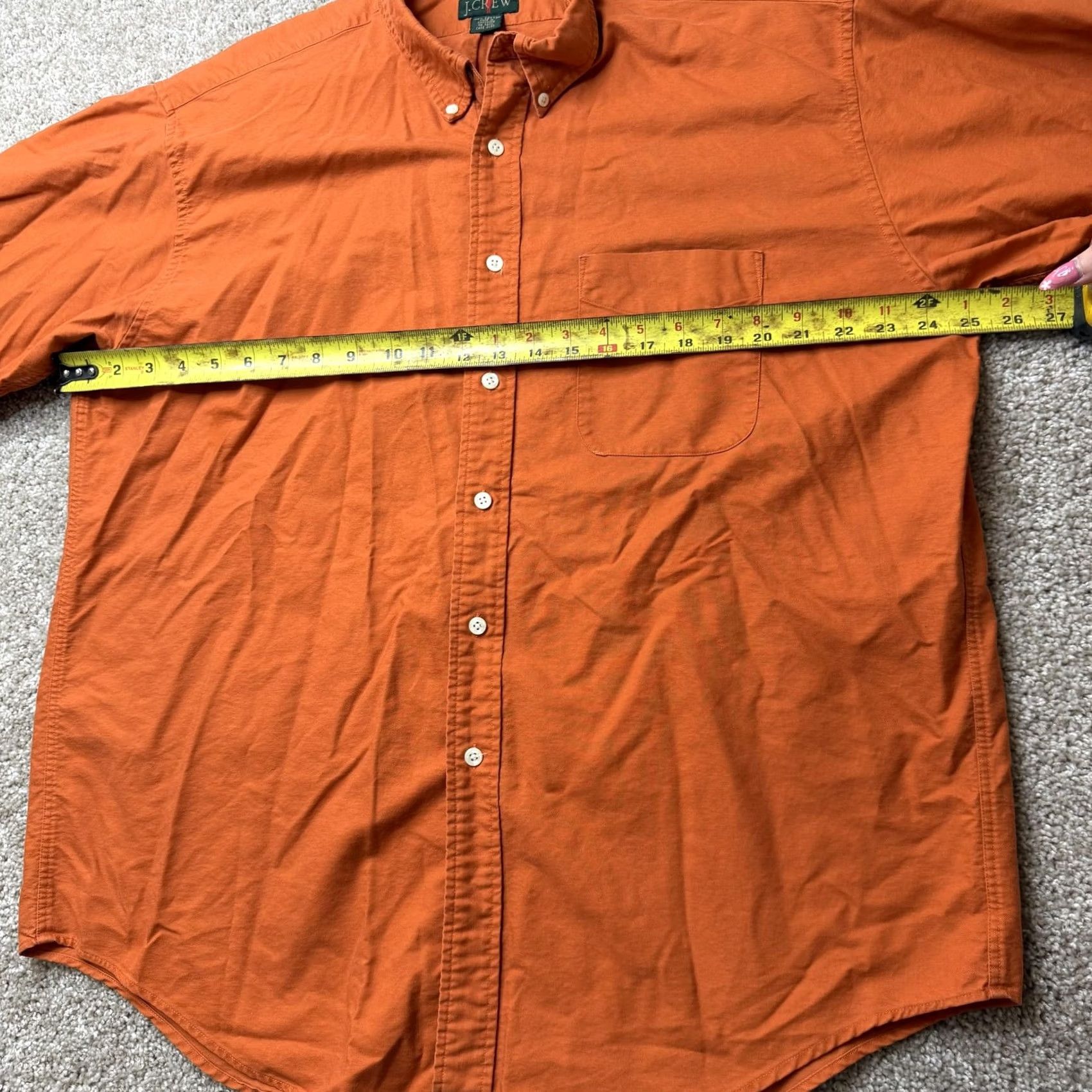 J.Crew J.Crew Shirt Mens XL Orange Solid Long Sleeve Button Up Cotton Casual Fall Size US XL / EU 56 / 4 - 6 Thumbnail