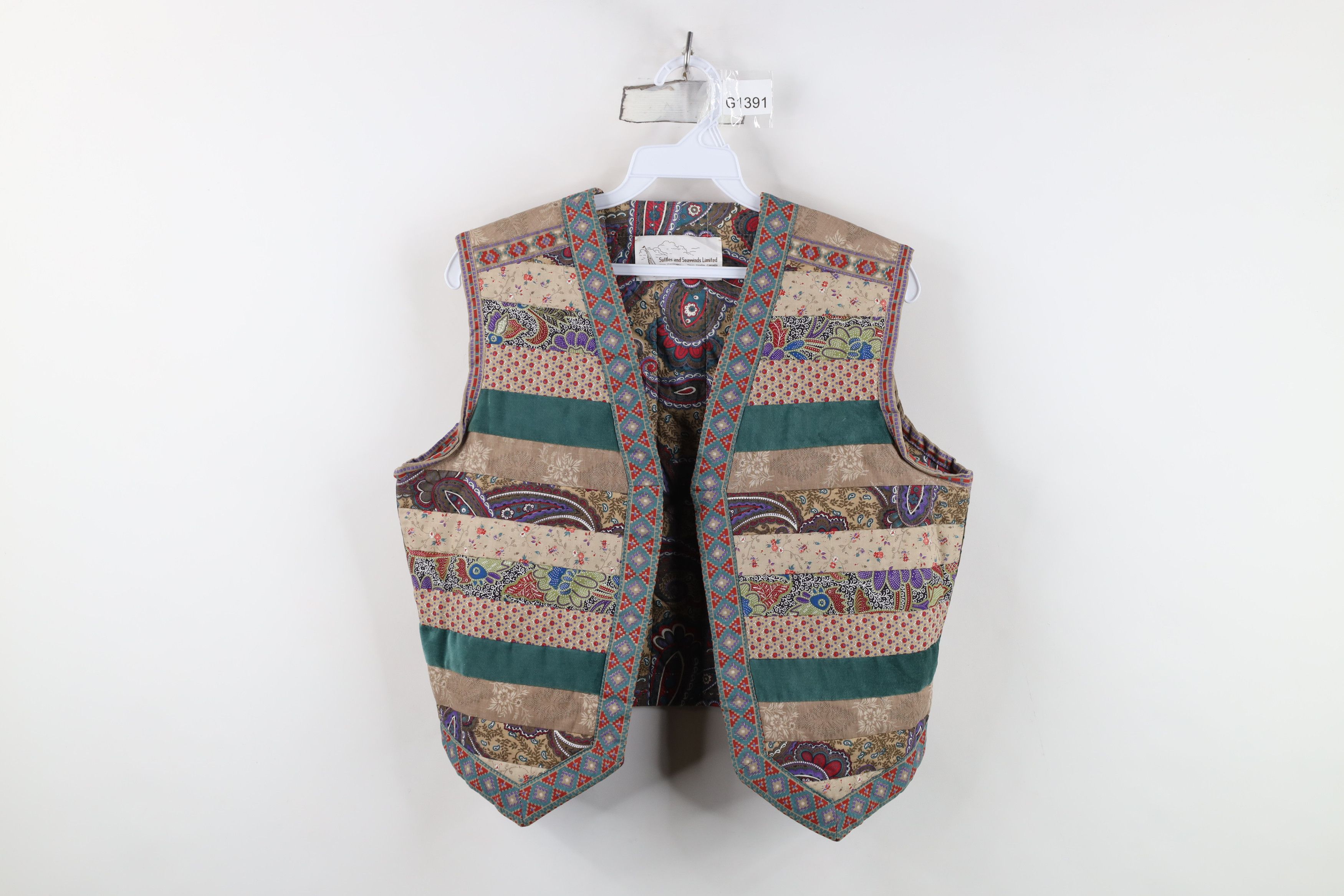 Vintage Vintage 90s Country Primitive Patchwork Open Vest Jacket Size M / US 6-8 / IT 42-44 - 1 Thumbnail