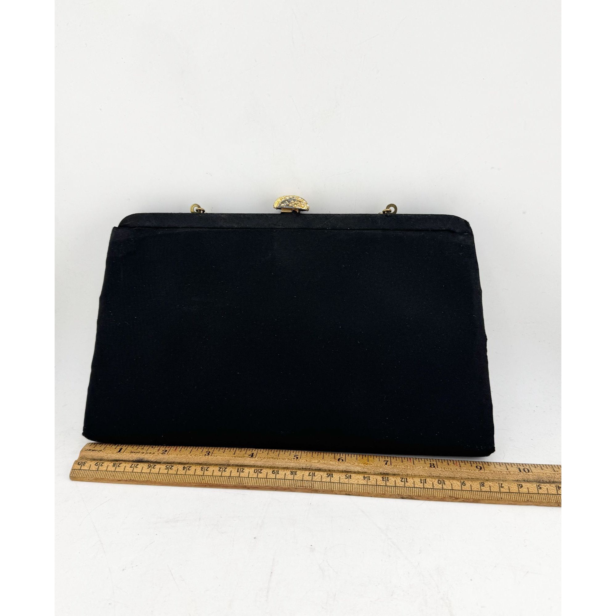Vintage Vintage black satin purse handbag bag Size ONE SIZE - 3 Thumbnail