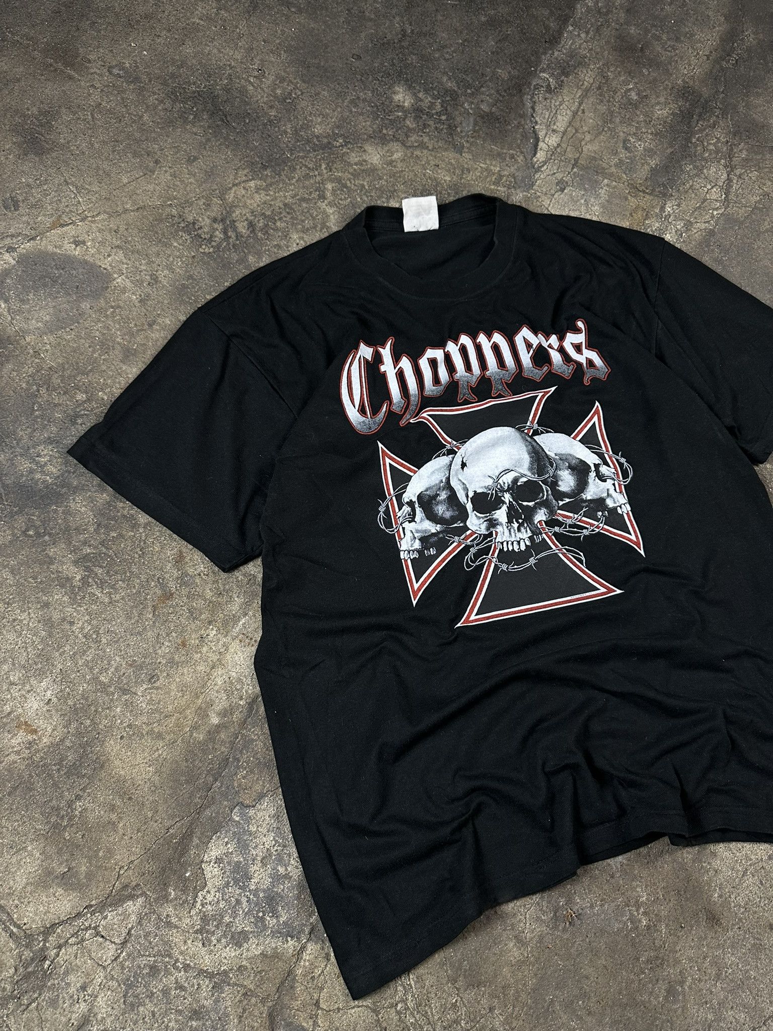 Vintage Rare 2000s West Coast Choppers Skull Cross Y2k T-shirt Size US L / EU 52-54 / 3 - 2 Thumbnail