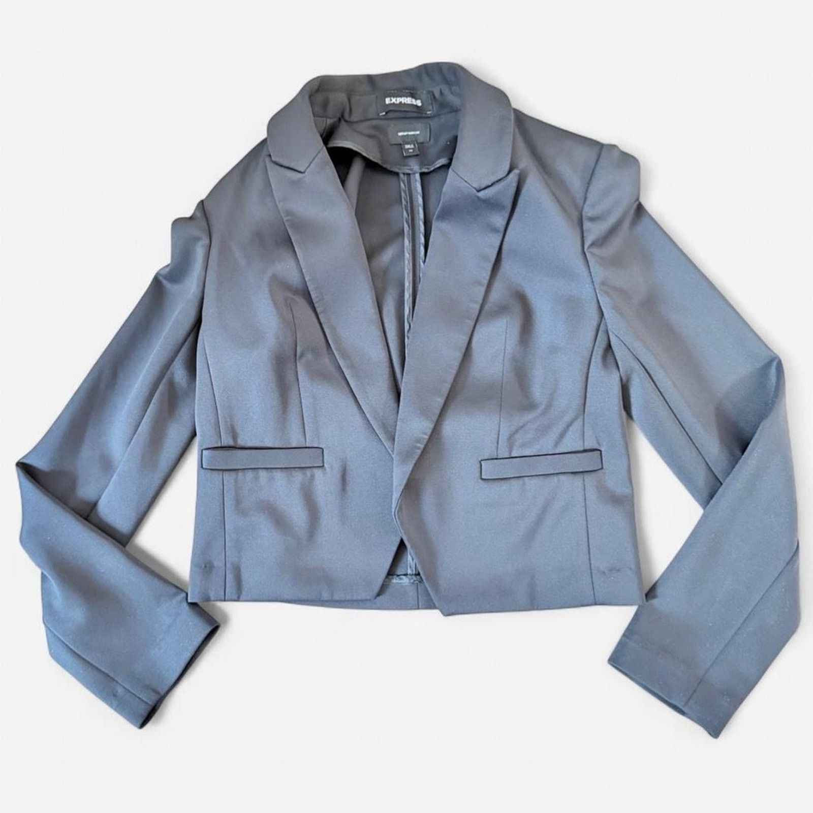Express semi-cropped Fitted Suit Blazer Jacket open no button Size XS / US 0-2 / IT 36-38 - 7 Thumbnail