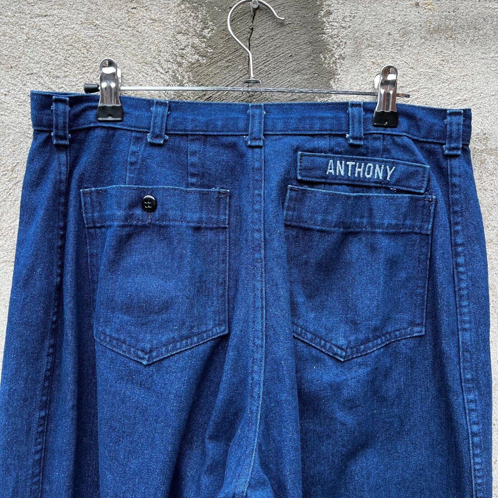 Vintage 90's USN Women's Denim Dungaree Flare Trousers Size 32" / US 10 / IT 46 - 6 Thumbnail