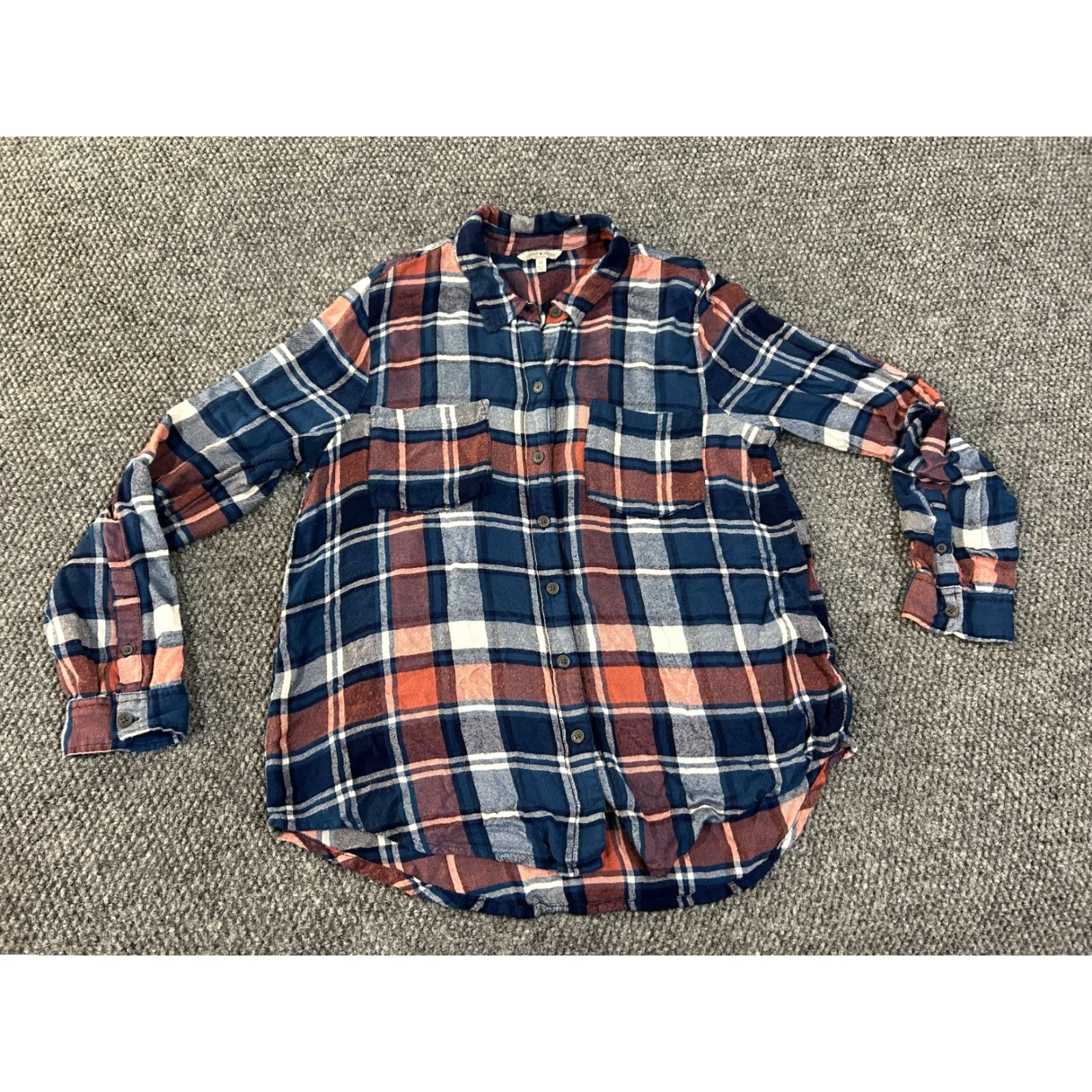 Lucky Brand Lucky Brand Button-Up Shirt Womens Medium Blue Plaid Flannel Long Sleeve Dress Shirt Casual Button Front Womens M Blue Plaid Flannel Shirt Size M / US 6-8 / IT 42-44 - 2 Thumbnail