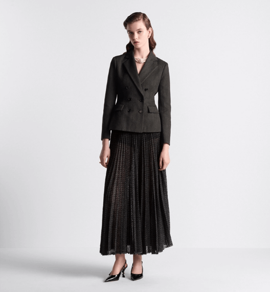 Dior o1w1db10925 444J20 Pleated Mid-Length Midi Skirt in Black Size 25" / US 0 / IT 36 - 4 Thumbnail