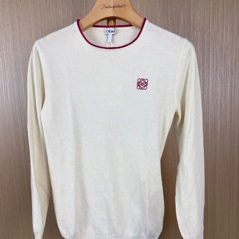 Loewe Loewe Women's White Wool Sweater 0089 Size S / US 4 / IT 40 - 1 Thumbnail