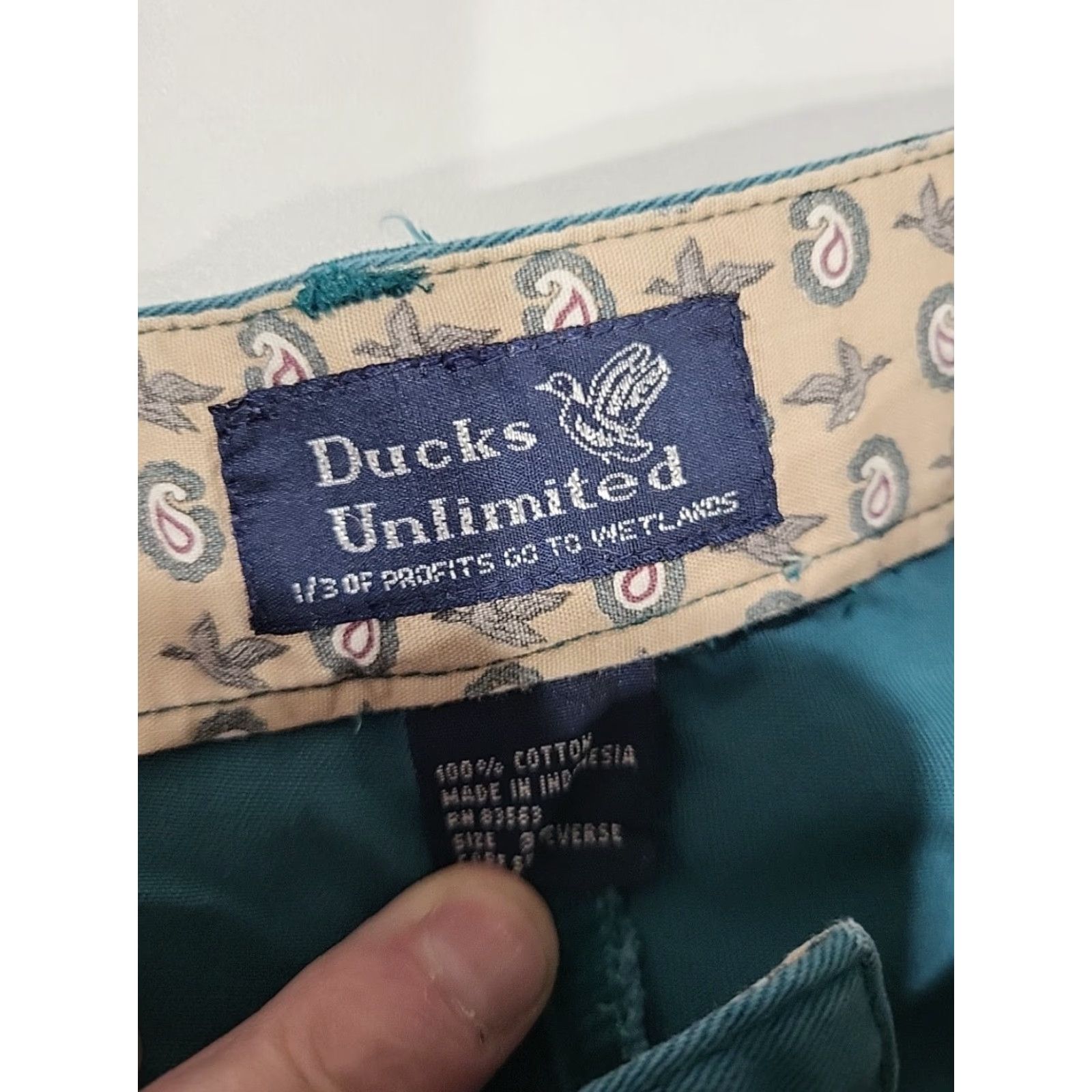 Vintage VINTAGE Ducks Unlimited Chino Pants Mens Pleated 38" x 32" Green Cotton EUC Size US 38 / EU 54 - 5 Thumbnail