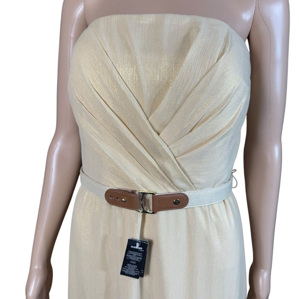 Ralph Lauren NWT New RALPH LAUREN Gold Shimmer Strapless Maxi Dress Gown Size L / US 10 / IT 46 - 4 Thumbnail