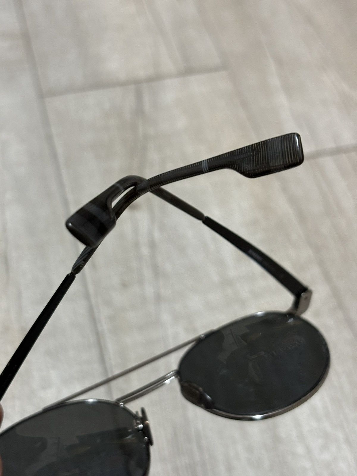 Burberry × Burberry Prorsum Unisex B-3109 Italy Big Logo Frame Metal-Matte Round Shape Sunglasses Size ONE SIZE - 16 Thumbnail