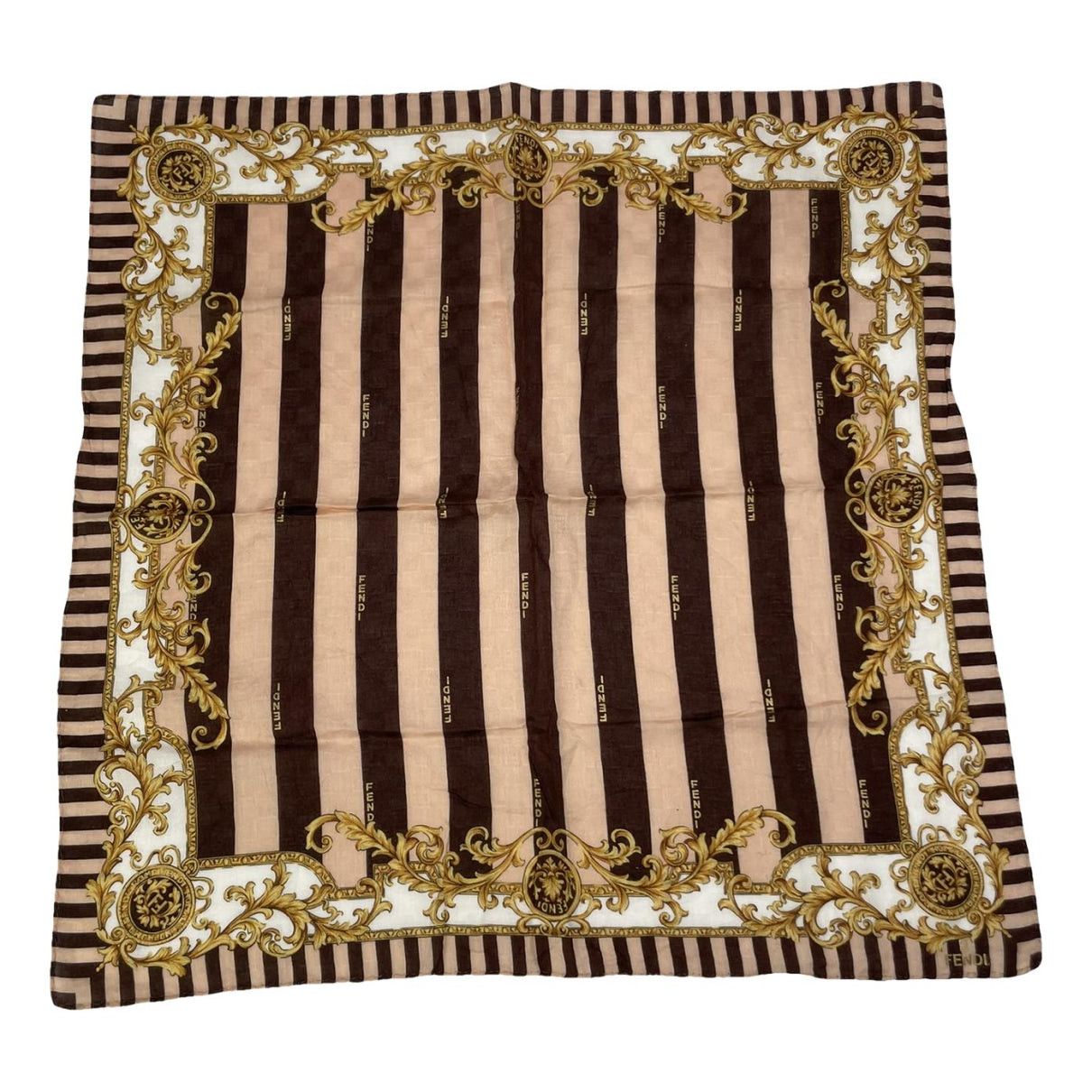Fendi Brown Silk Scarf Size ONE SIZE - 1 Thumbnail
