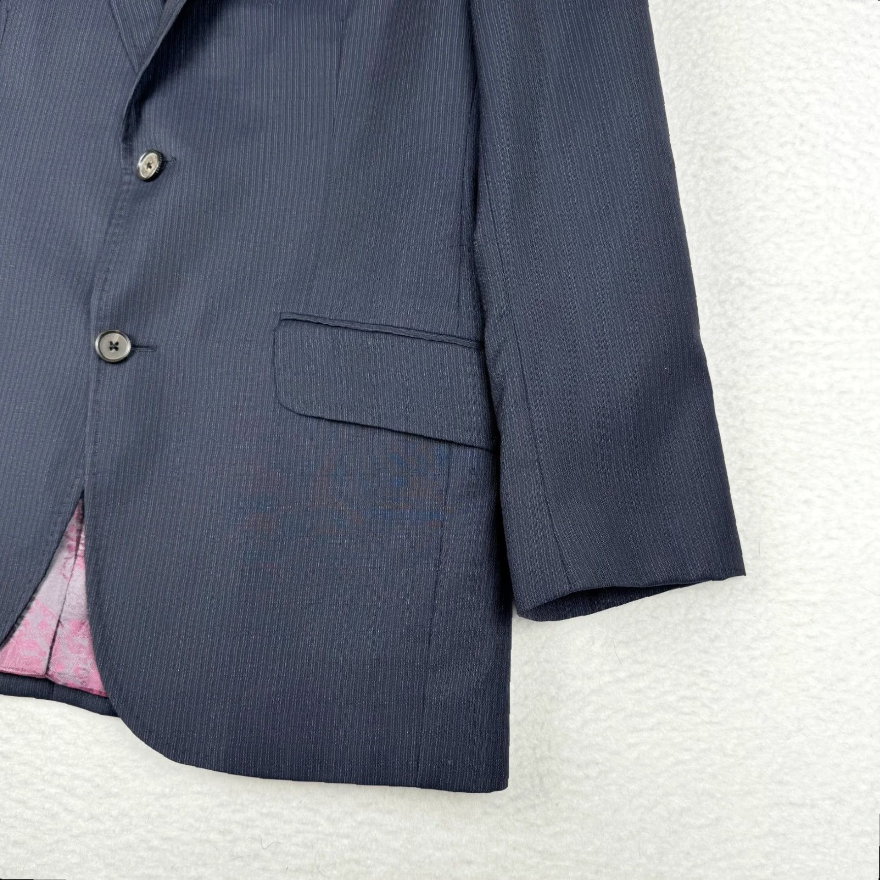 Ted Baker Ted Baker Blazer / Jacket Dark Blue Striped 2 Piece Endurance ~40R Regular Fit Notch Lapel Double-Vented Four-Button Six-piece? Size 40R - 3 Thumbnail