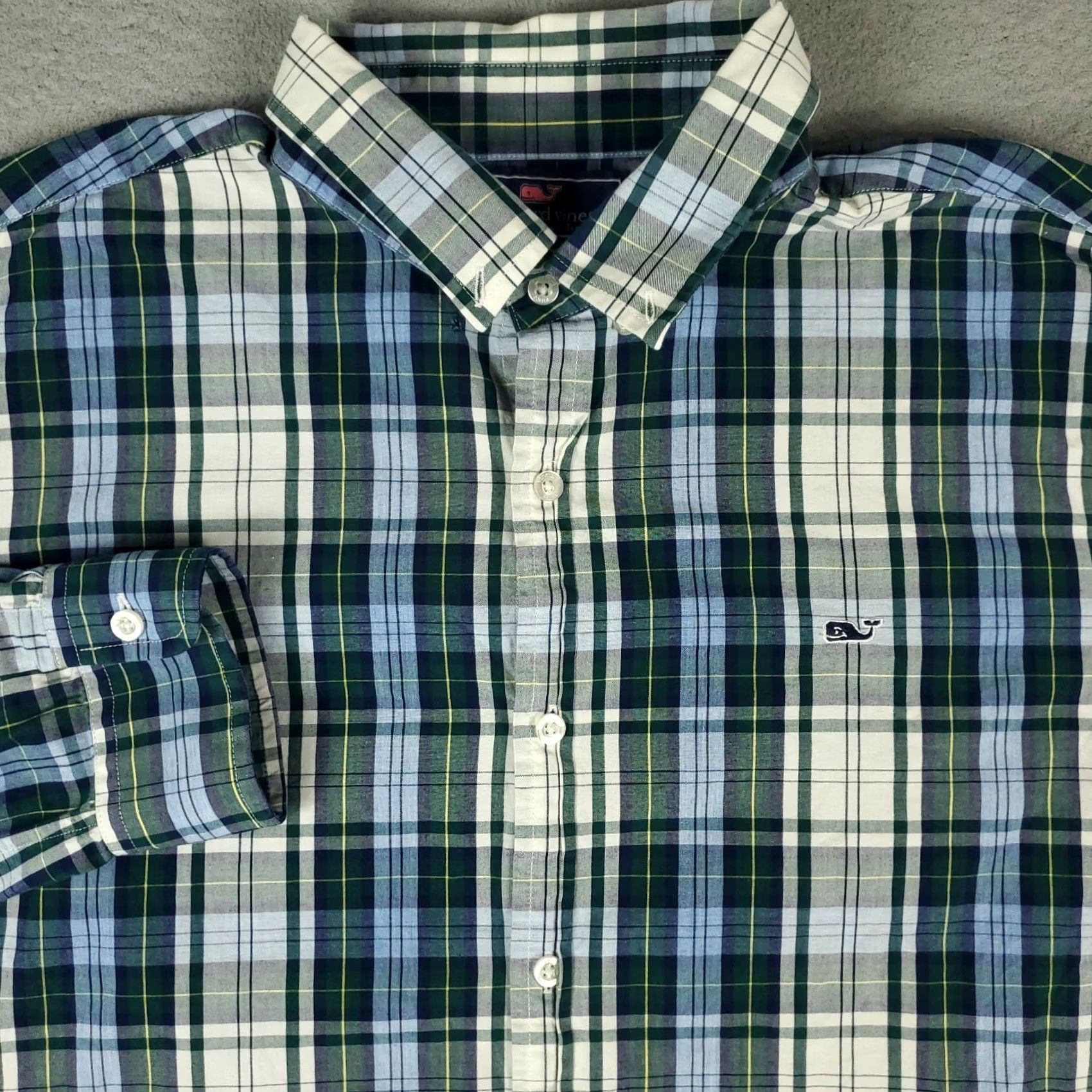 Vineyard Vines Vineyard Vines Shirt Mens XL Blue Plaid Slim Fit Casual Button Up Long Sleeve Size US XL / EU 56 / 4 - 2 Thumbnail