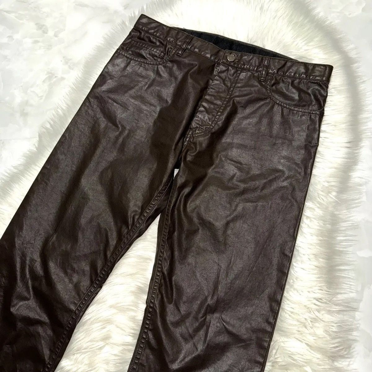 Louis Vuitton × Vintage Louis Vuitton Leather Patch Glossy Cotton Pants Size US 40 / EU 56 - 3 Thumbnail