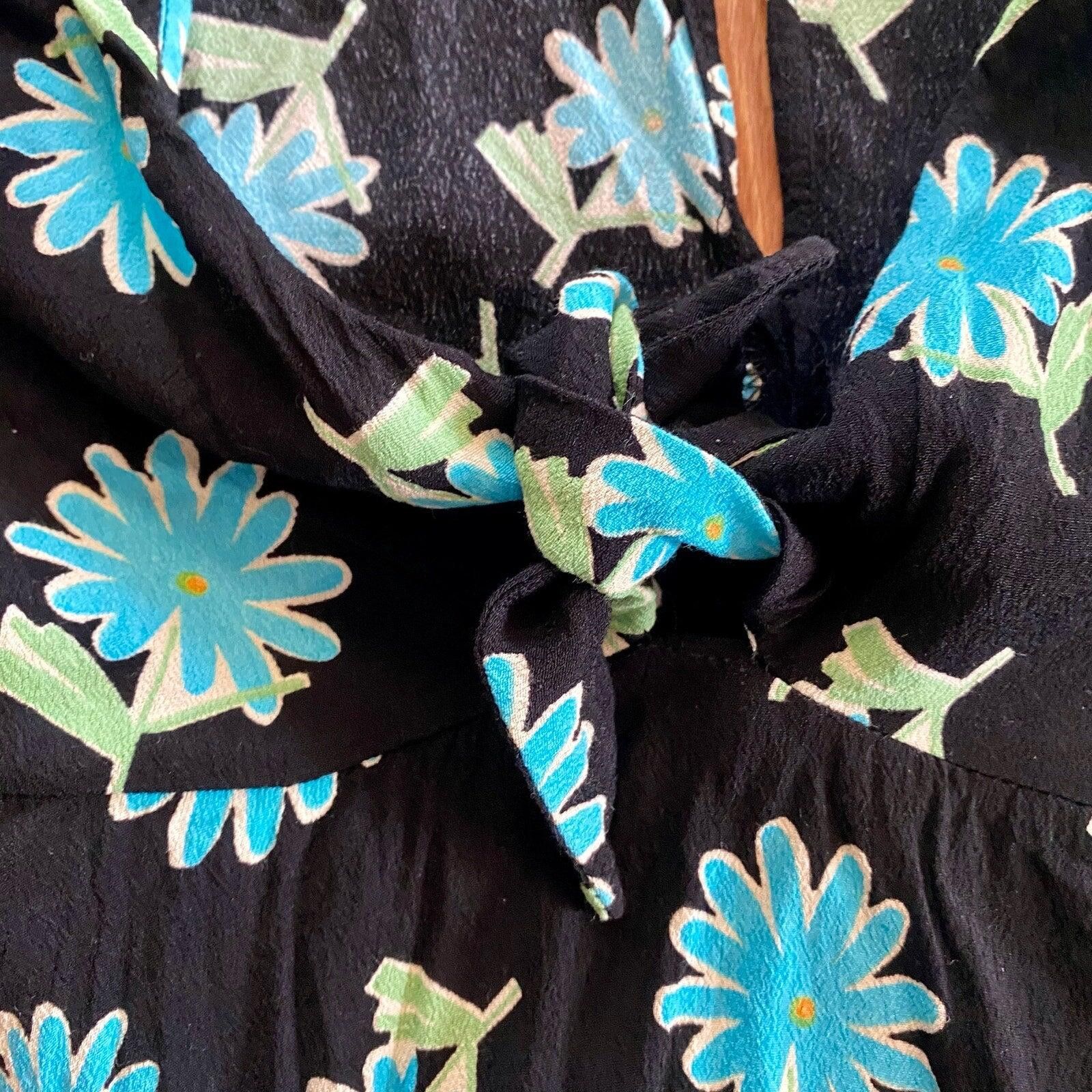 Zara Zara Black Floral Daisy Peplum Blouse Top Womens Small Size S / US 4 / IT 40 - 7 Thumbnail