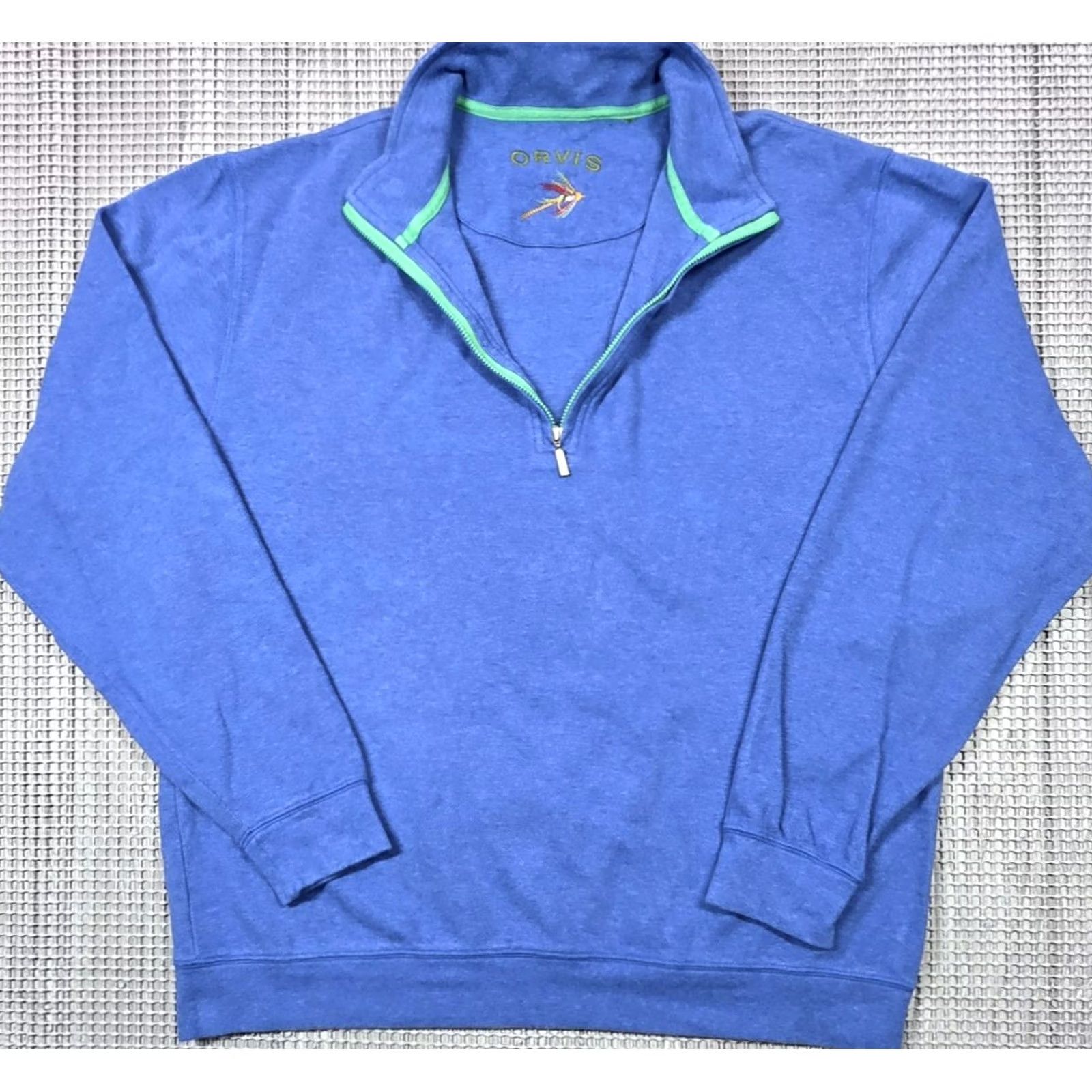 Orvis Orvis Men’s 1/4 Zip Pullover Sweater Pima Cotton Blue L Pullover Sweatshirt Knit Mock Neck Zip Size US L / EU 52-54 / 3 - 4 Thumbnail