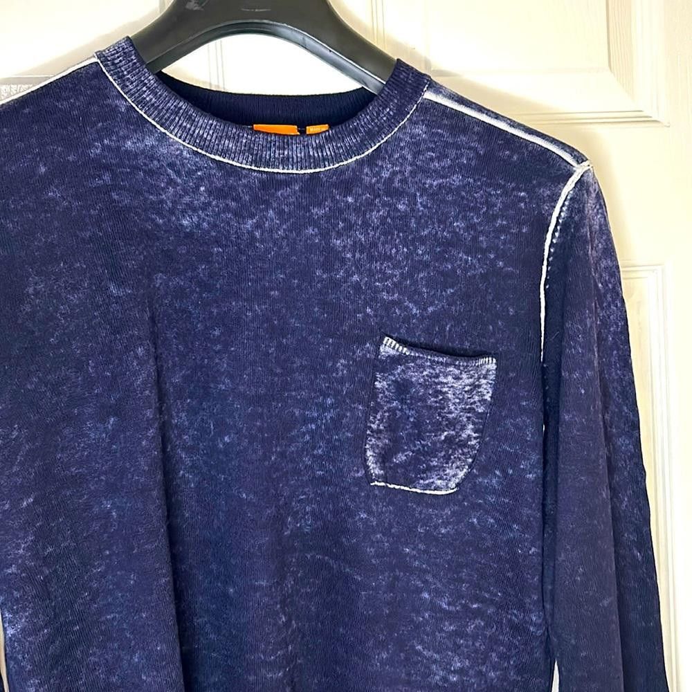 Hugo Boss BOSS ORANGE - LS Crew pocket Sweater- Burnout - Navy - Large Size US L / EU 52-54 / 3 - 1 Thumbnail