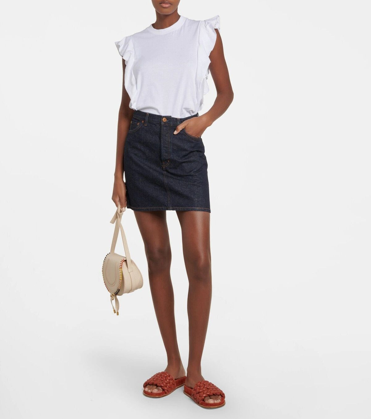 Chloe o1y0825 Short Sleeves T-Shirt in White Size L / US 10 / IT 46 - 5 Thumbnail