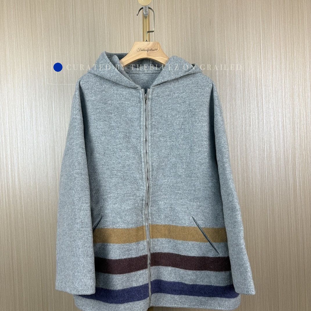 Loro Piana Gray Striped Zip-Up Hoodie with Horizontal Accents Size US S / EU 44-46 / 1 - 1 Thumbnail