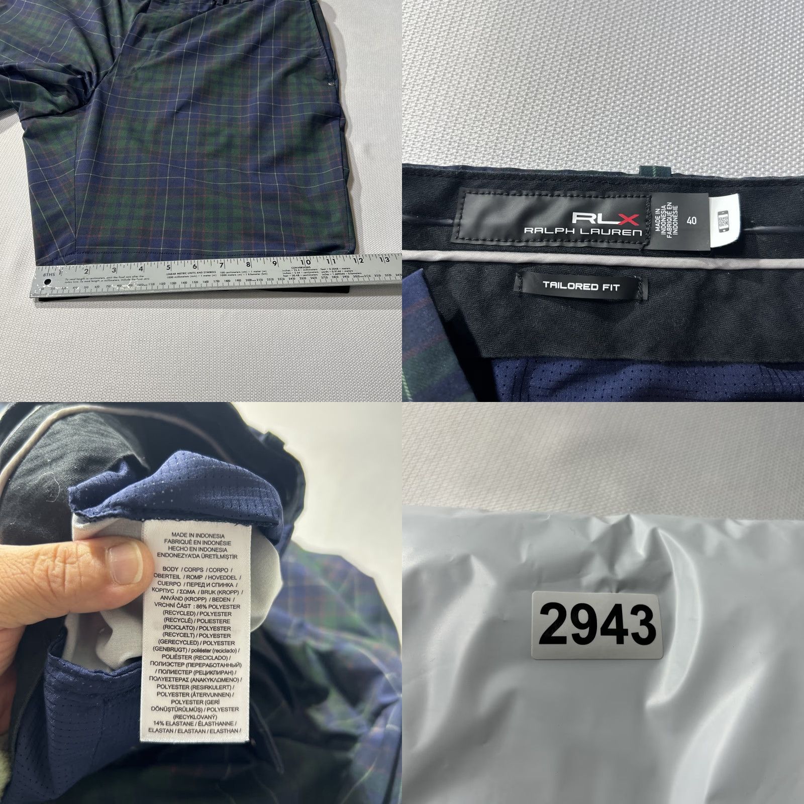 Ralph Lauren Ralph Lauren RLX Shorts Mens 40 Blue Green Tailored Fit Plaid Stretch Golf Chino Size US 40 / EU 56 - 8 Thumbnail