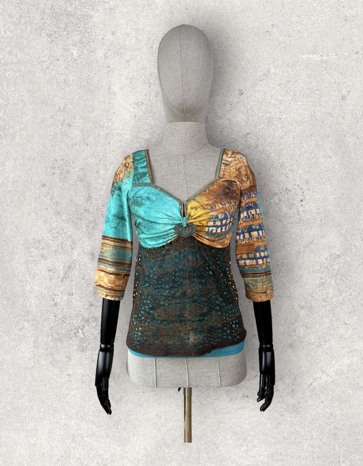 Other Save the Queen 3/4 Sleeve Mesh Top Blouse like Gaultier Size L / US 10 / IT 46 - 1 Thumbnail