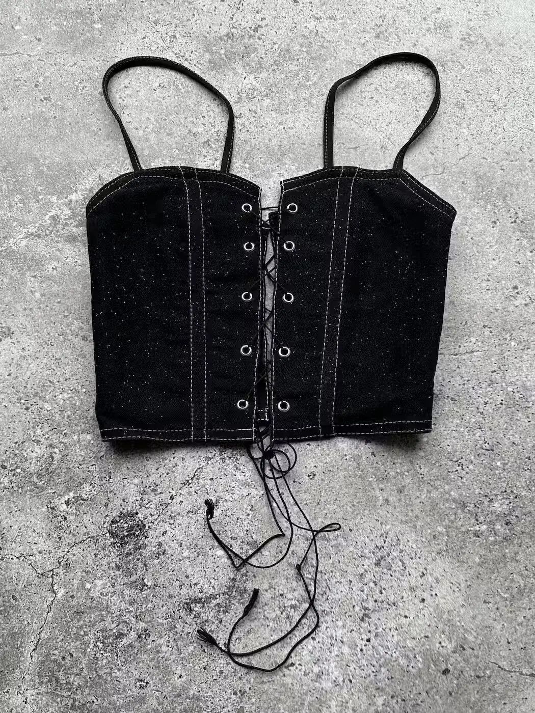 Japanese Brand Vintage Bondage Crop Top C490(V620)(E8) Size XS / US 0-2 / IT 36-38 - 1 Thumbnail