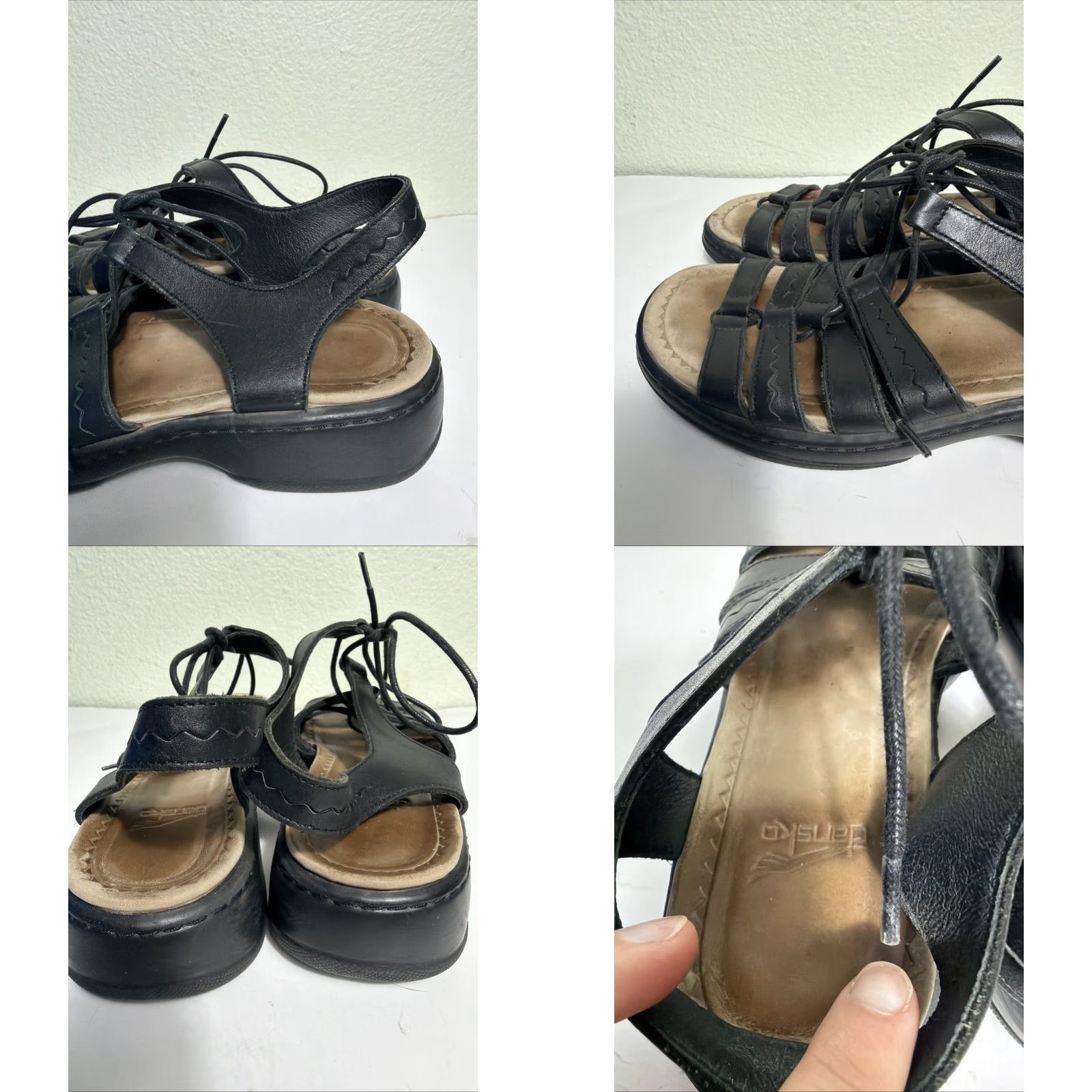 Dansko Dansko Elena Gladiator Sandals Womens Size 38 US 7.5-8 Black Leather Strappy Adjustable Lace Up Casual Shoes Size US 8 / IT 38 - 8 Thumbnail
