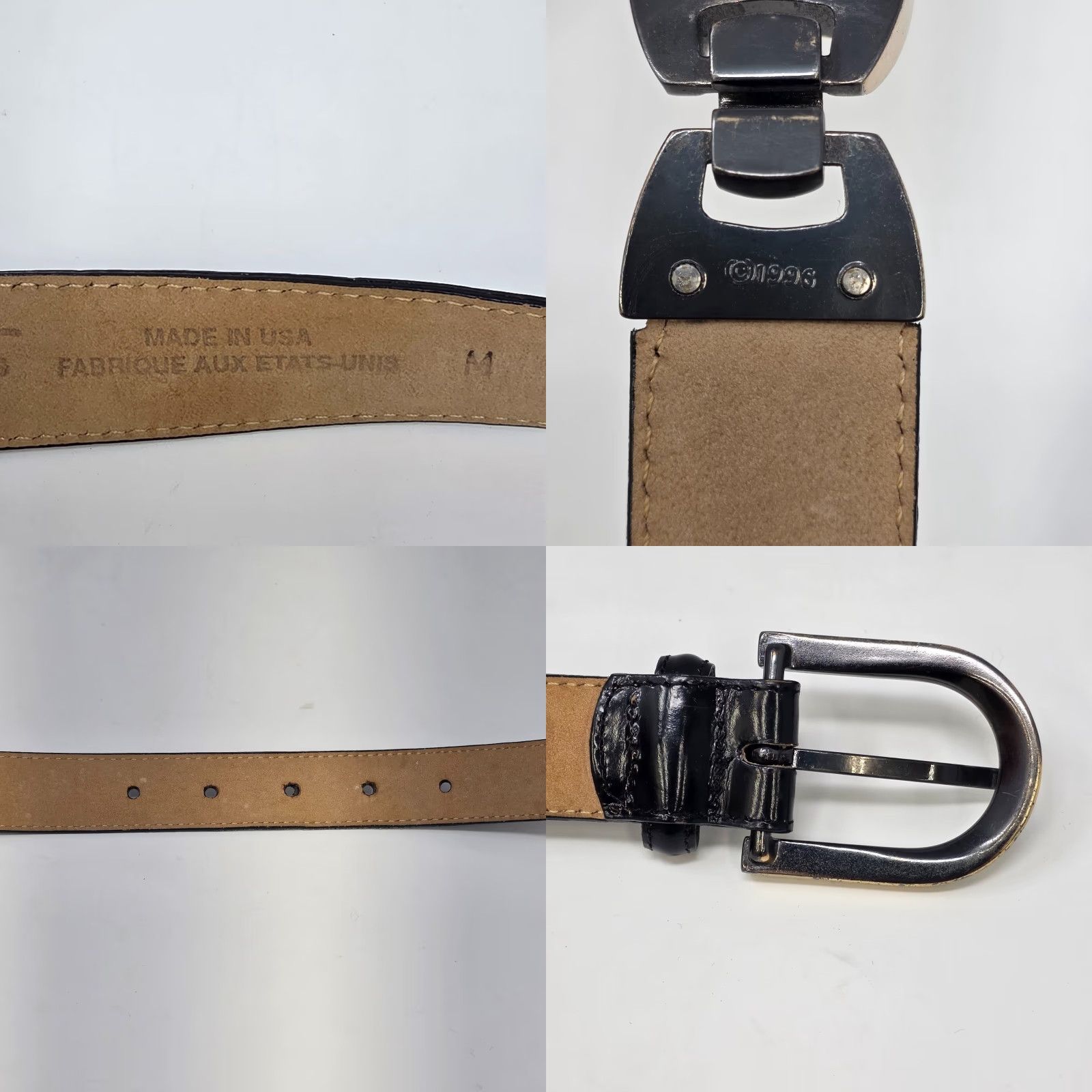 Talbots Talbots Belt Womens Medium Black Leather Swivel Joints Minimalist Classic Vintage USA Belt Size ONE SIZE - 8 Thumbnail