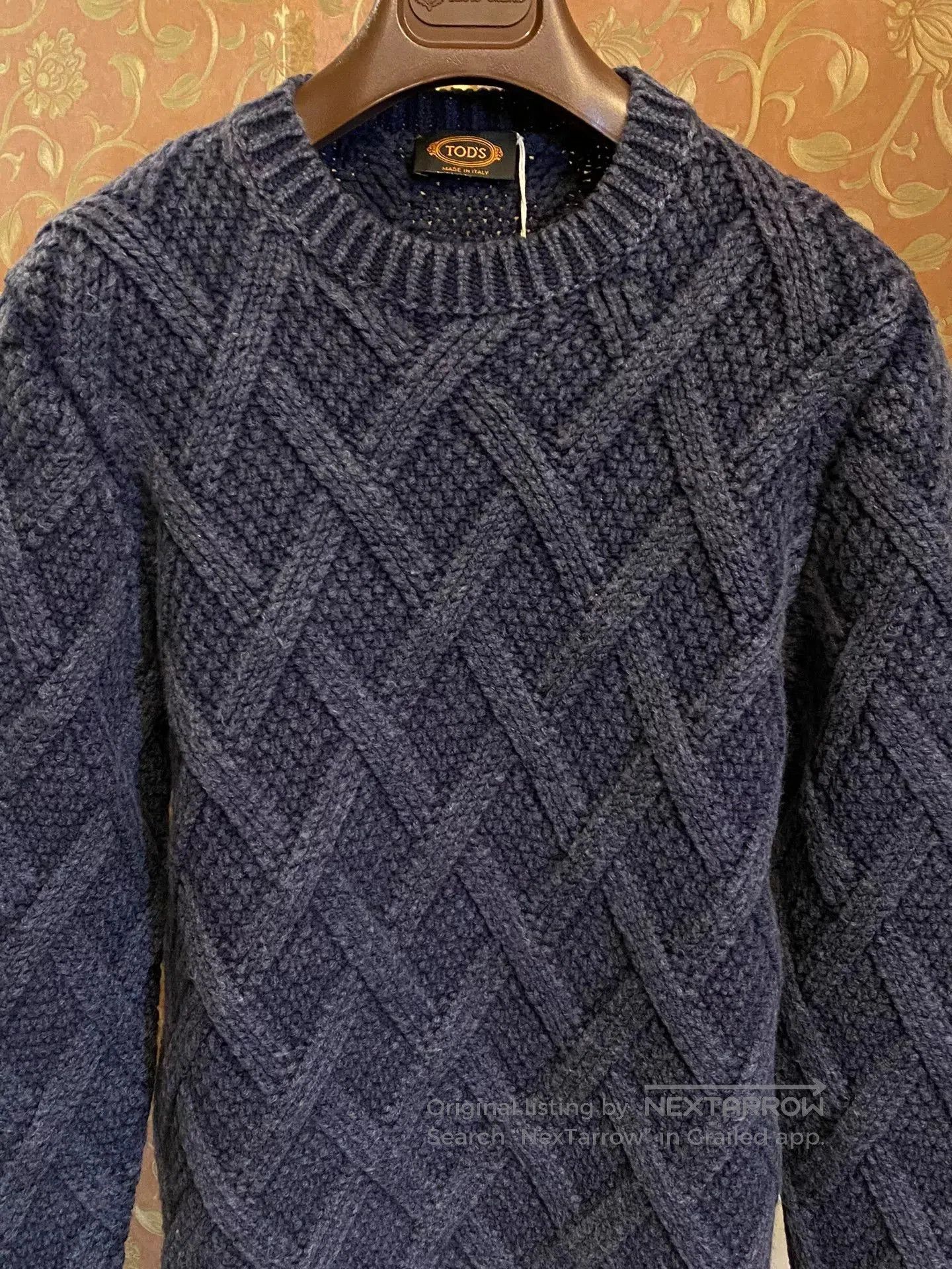 Tod's Tods Dark Blue Cable-Knit Sweater. Size US M / EU 48-50 / 2 - 2 Thumbnail